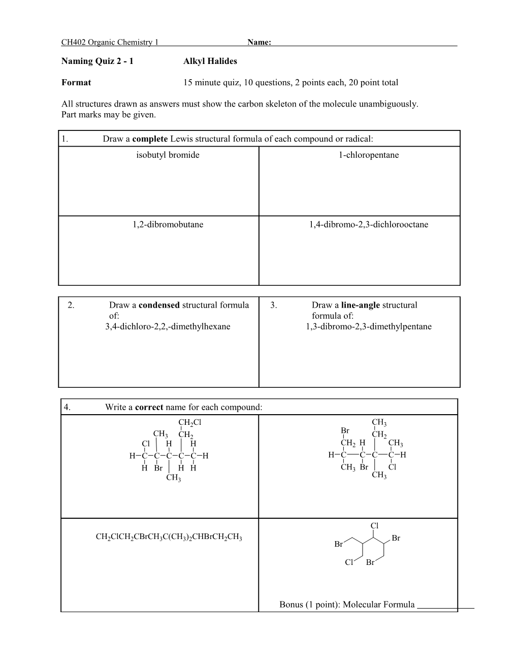 Naming Quiz 1 - No