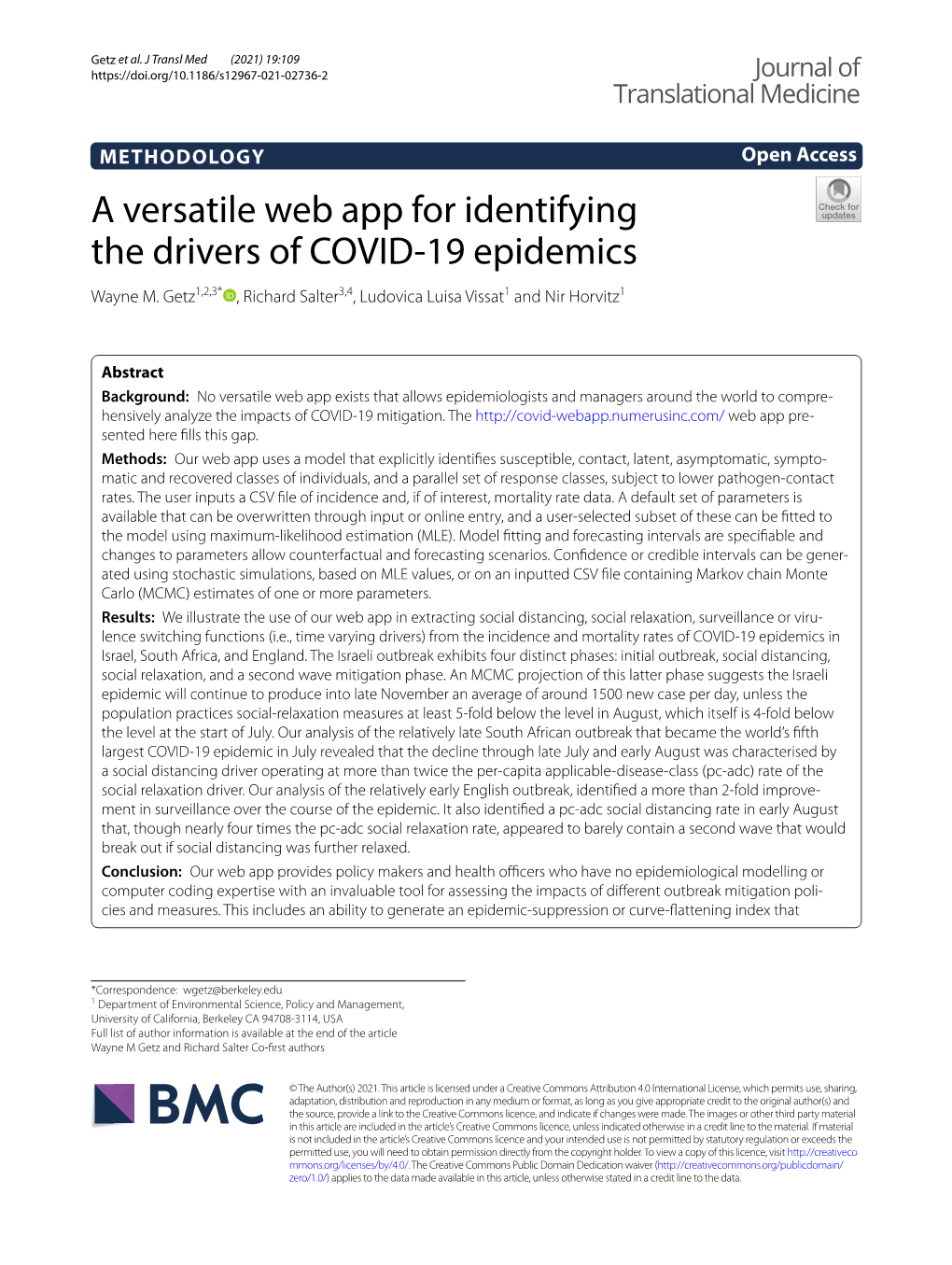 A Versatile Web App for Identifying the Drivers of COVID-19 Epidemics