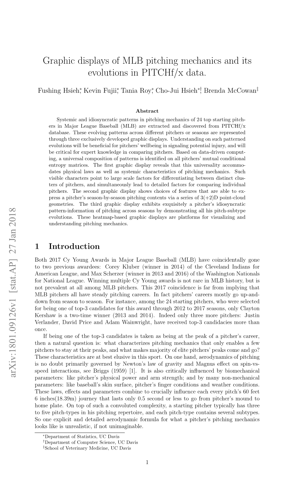 Graphic Displays of MLB Pitching Mechanics and Its Evolutions in Pitchf/X Data