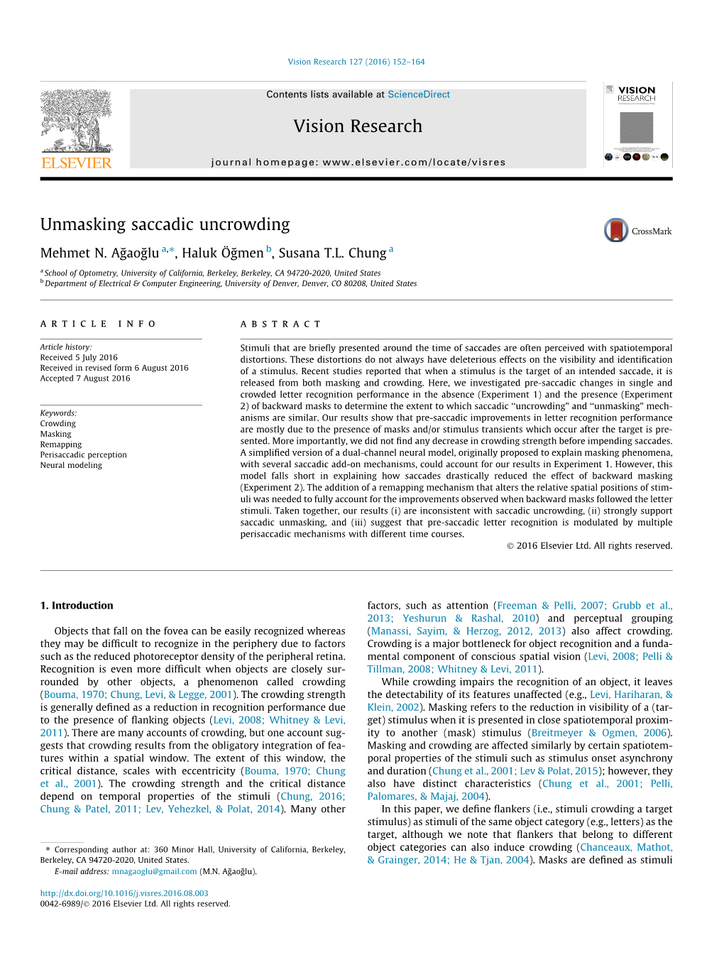 Unmasking Saccadic Uncrowding ⇑ Mehmet N