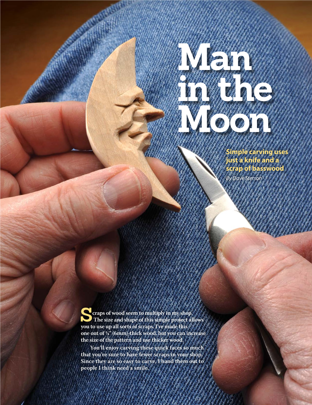 Simple Carving Uses Just a Knife and a Scrap of Basswood by Dave Stetson