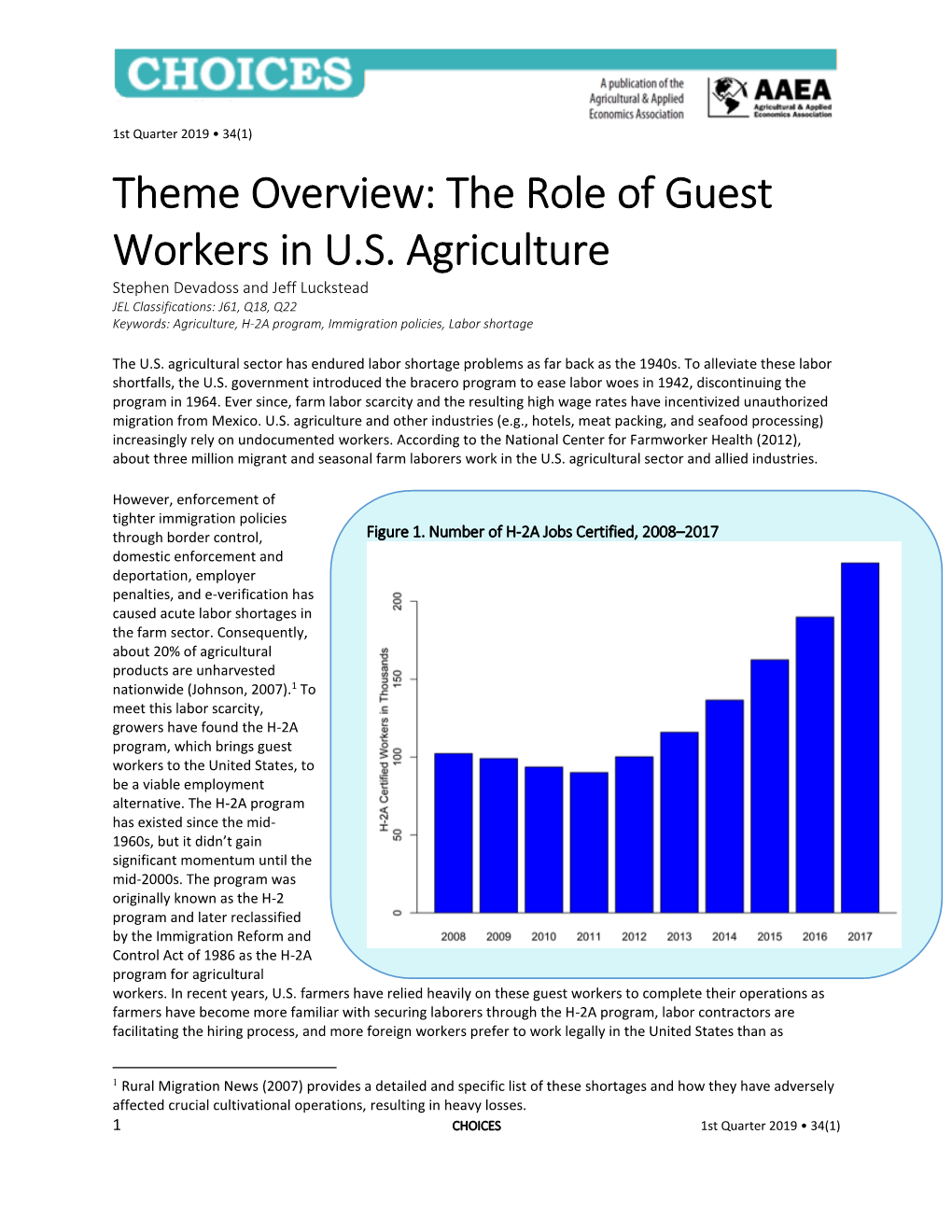 Theme Overview: the Role of Guest Workers in U.S. Agriculture