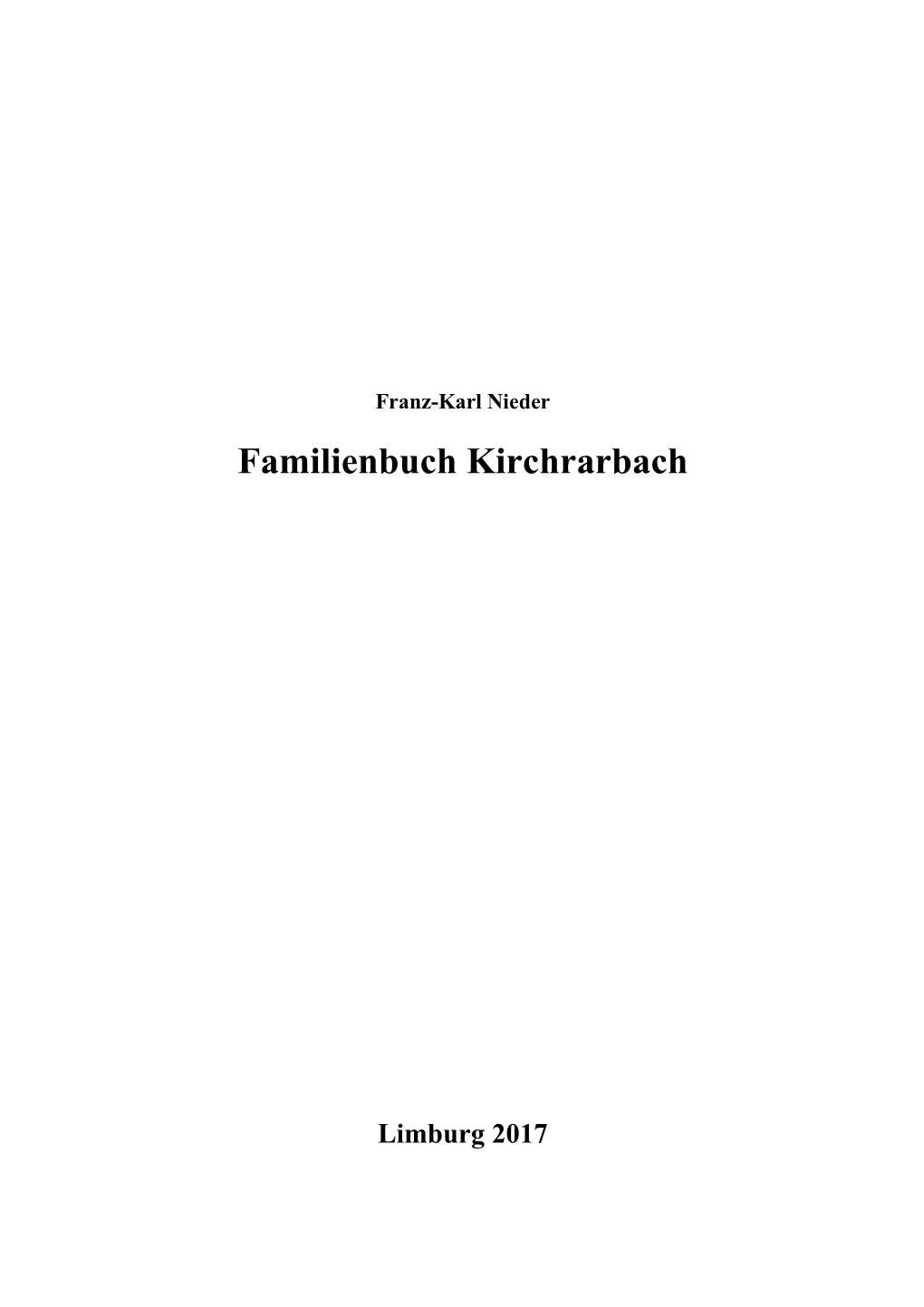 Familienbuch Kirchrarbach