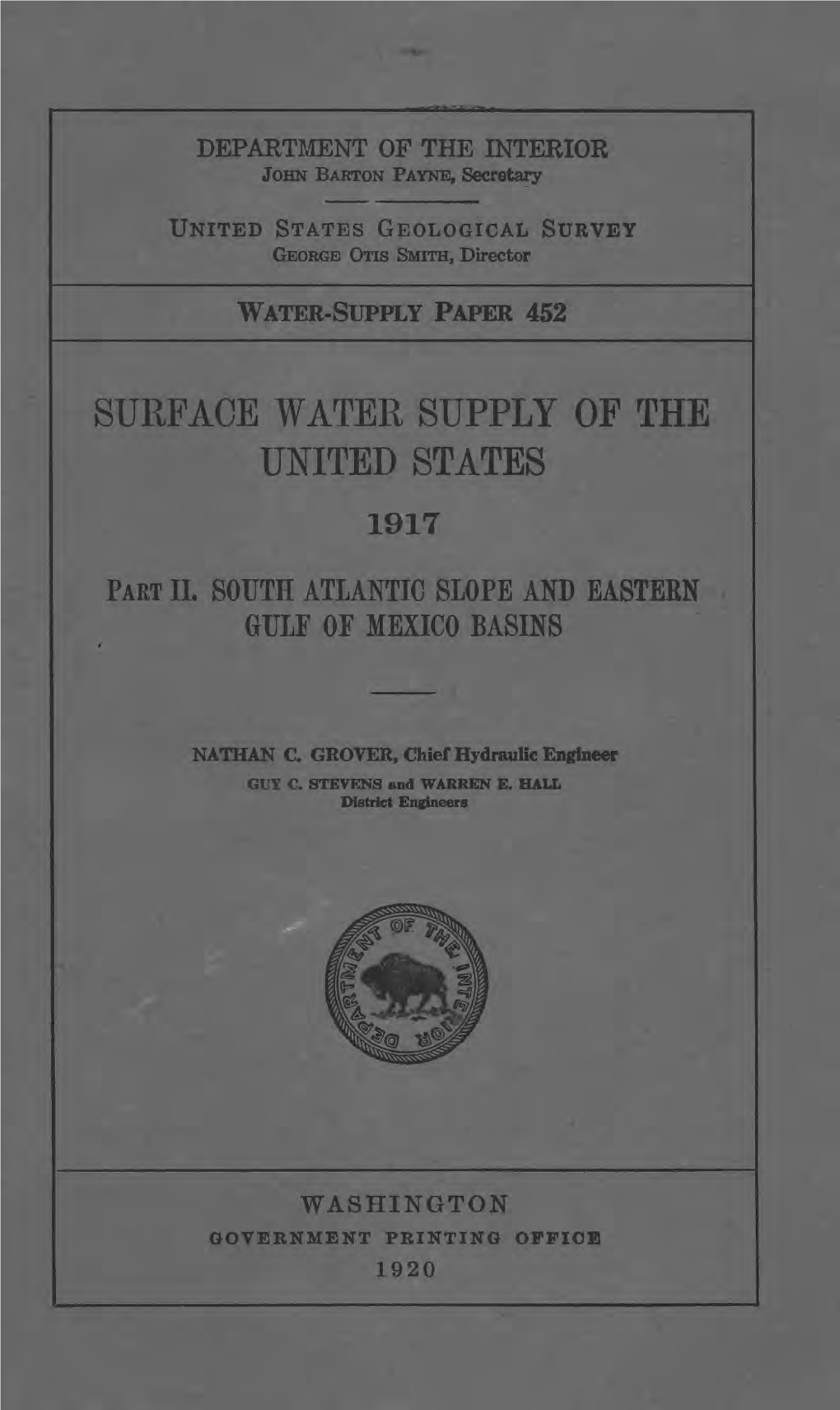 Surface Water Supply of the United States 1917