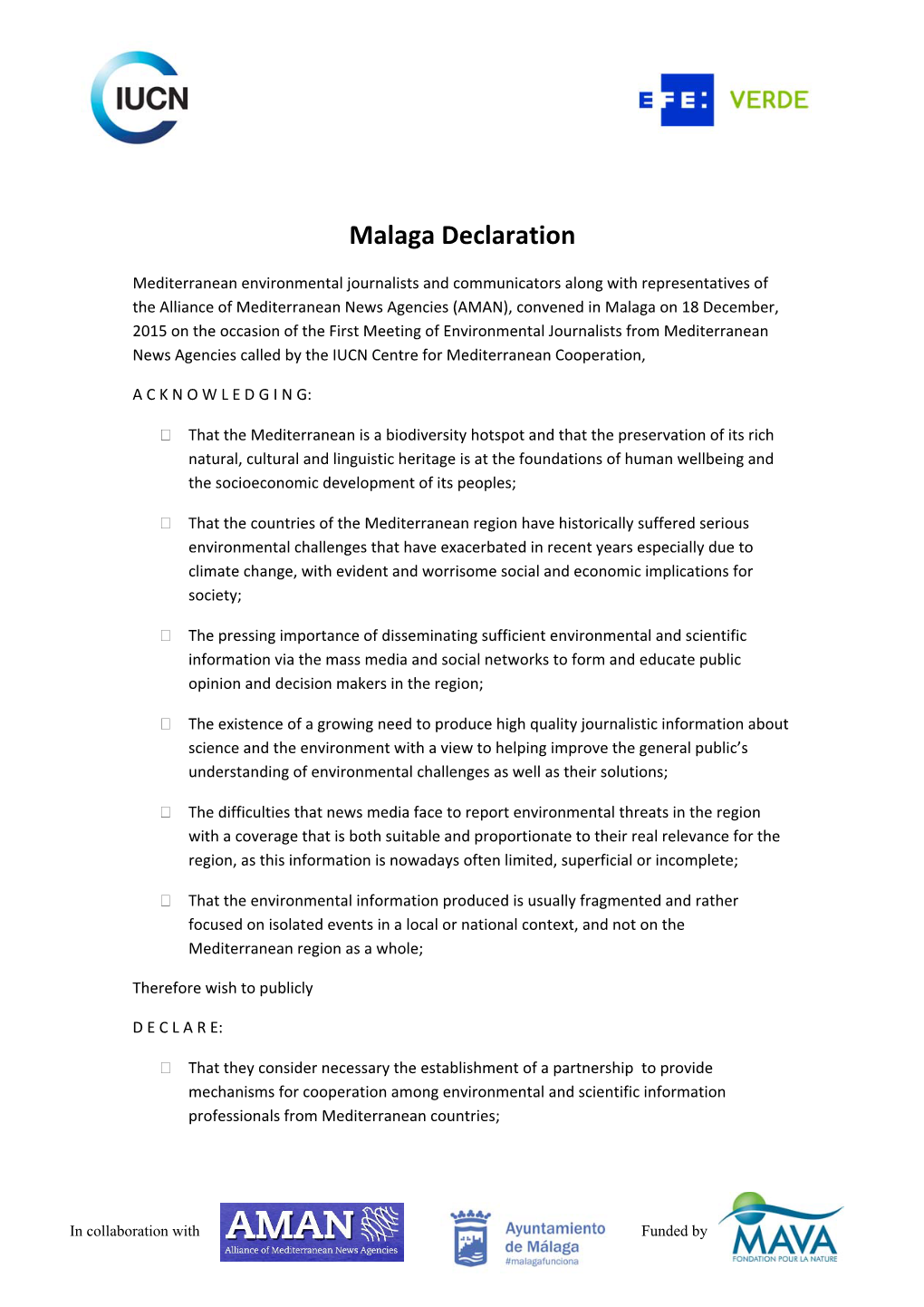 Malaga Declaration