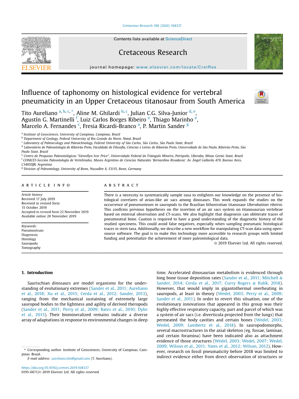 Influence of Taphonomy on Histological Evidence for Vertebral Pneumaticity