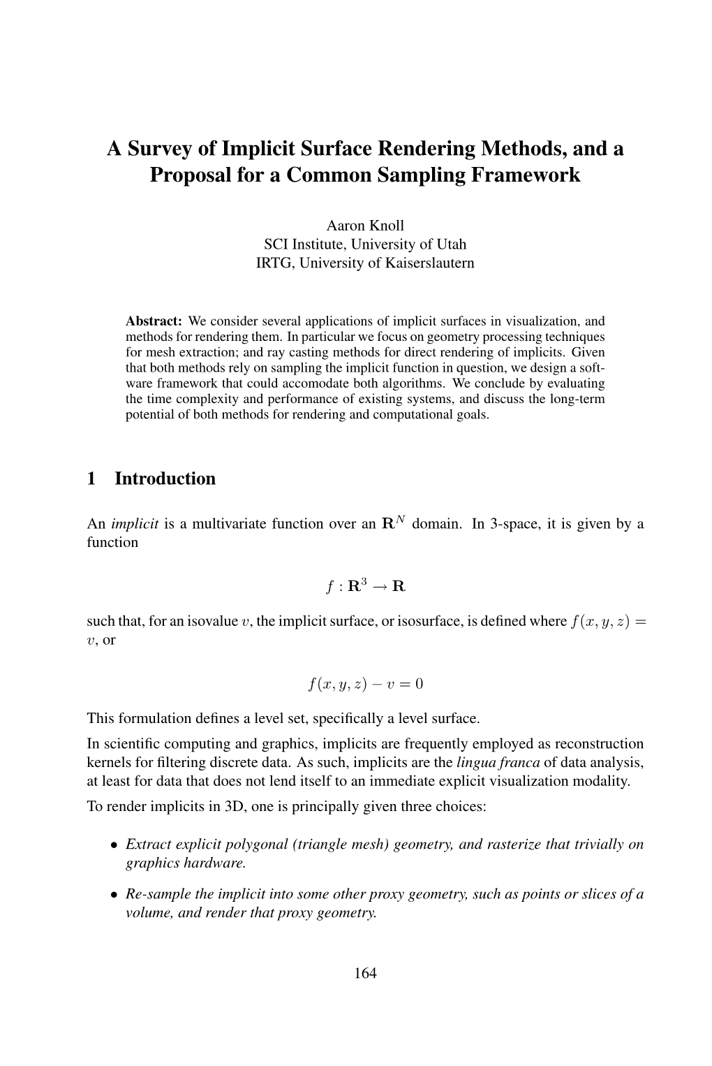 A Survey of Implicit Surface Rendering Methods, and a Proposal for A