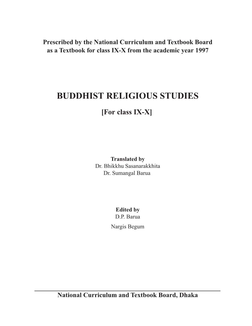 Buddhist Religious Studies