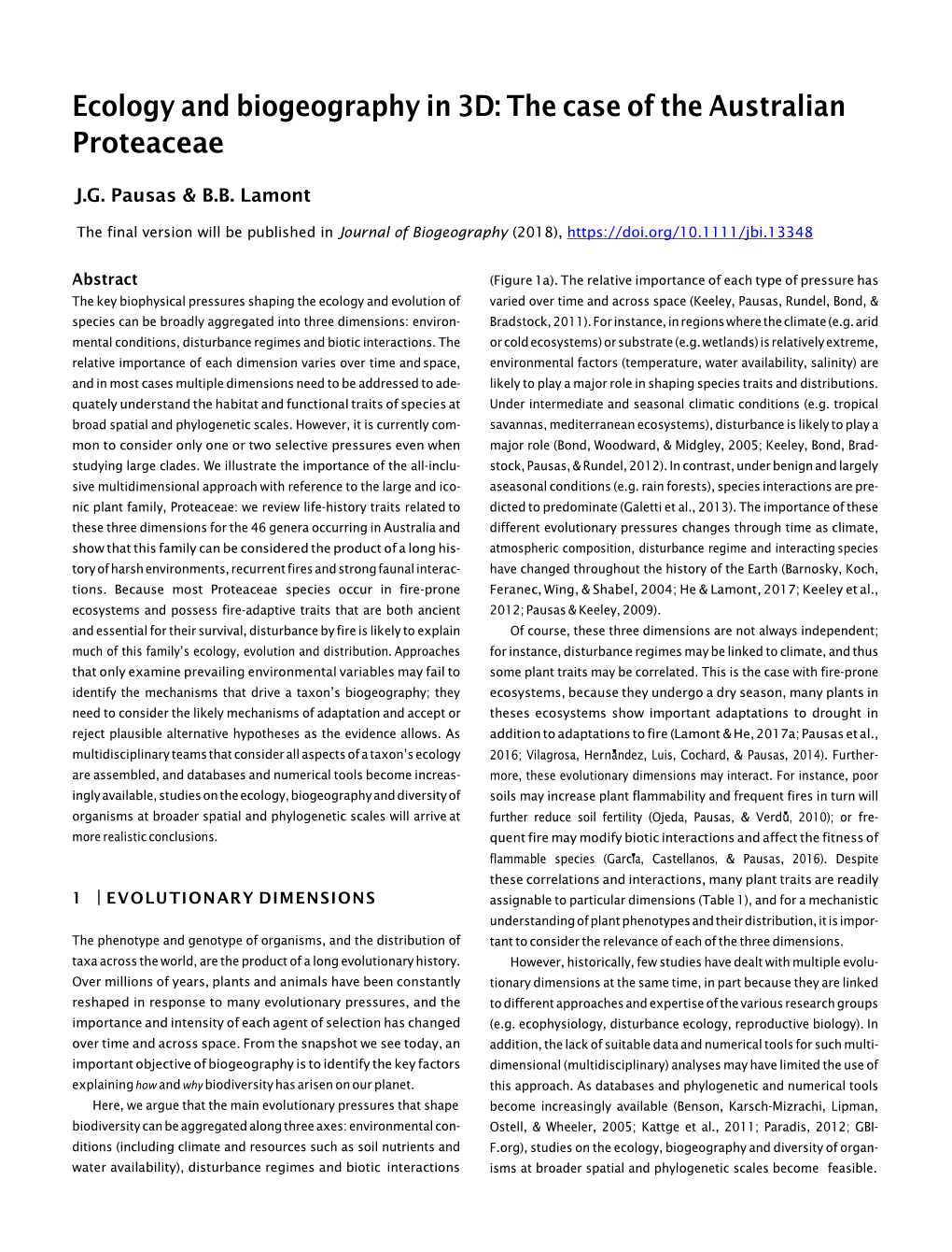 Ecology and Biogeography in 3D: the Case of the Australian Proteaceae