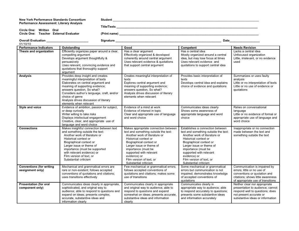 New York Performance Standards Consortium