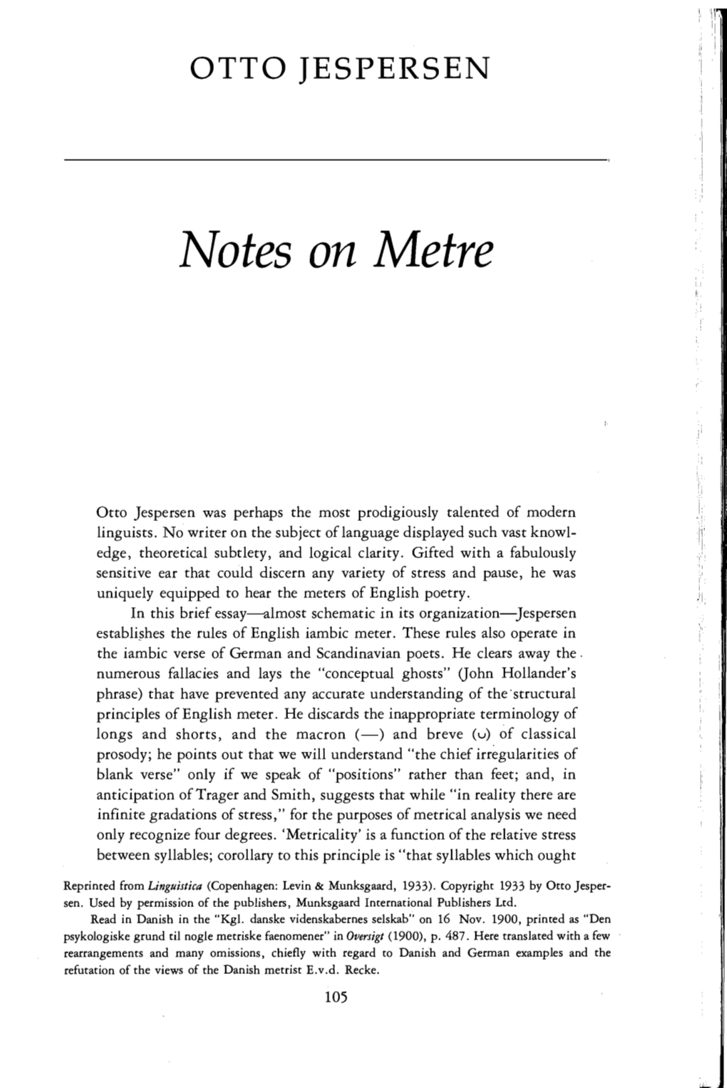 Notes on Metre