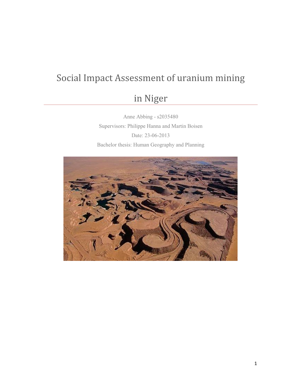 Social Impact Assessment of Uranium Mining in Niger