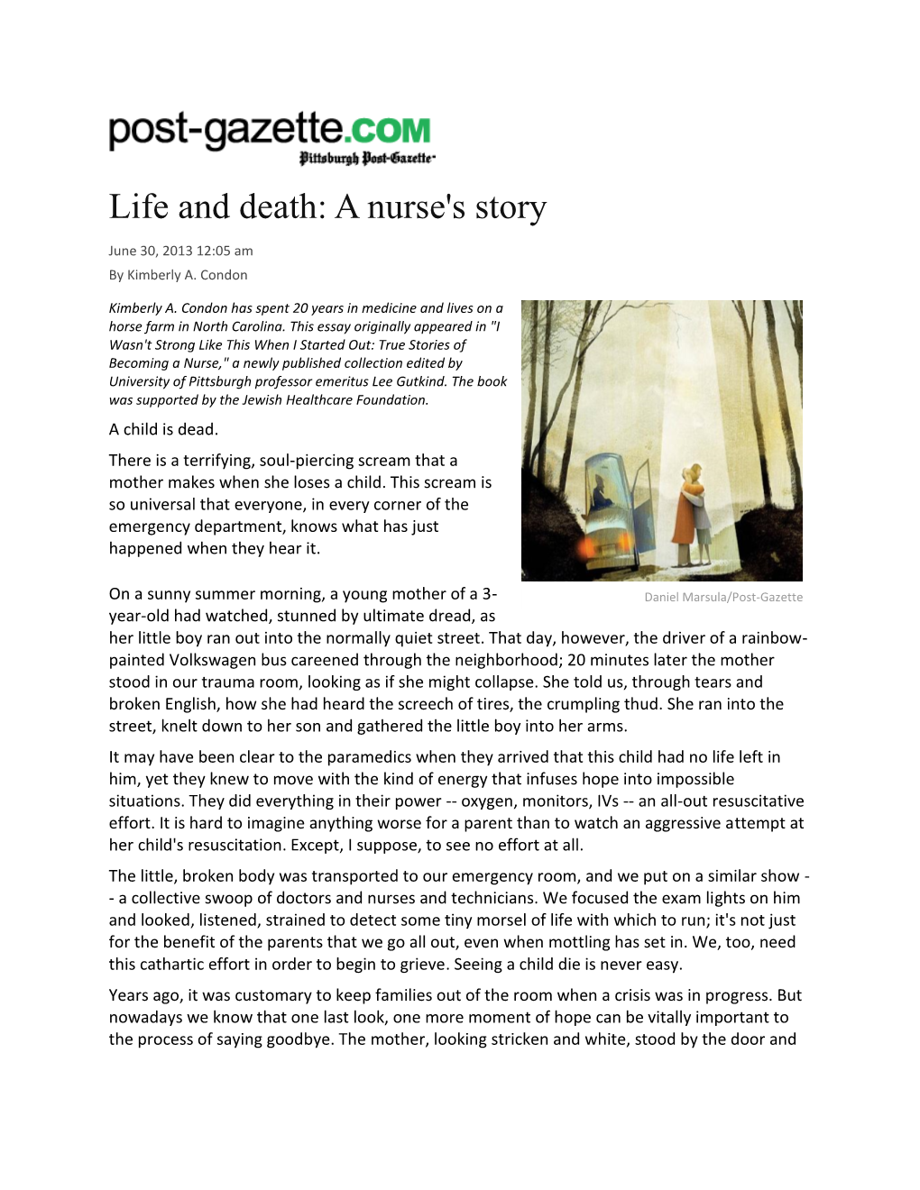 Life and Death: a Nurse's Story