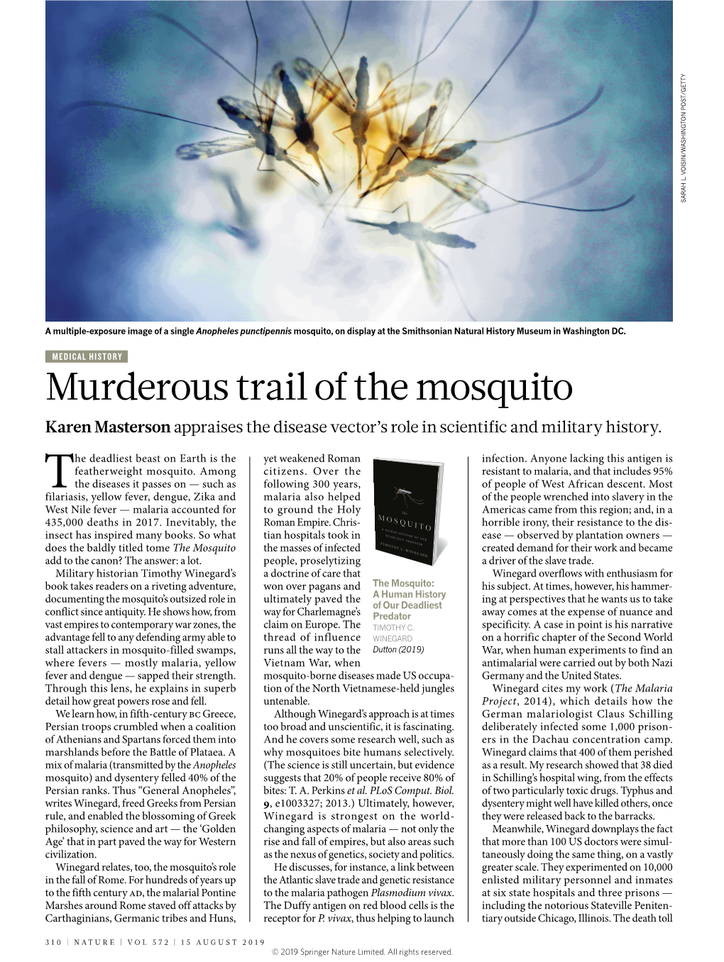 Murderous Trail of the Mosquito Karen Masterson Appraises the Disease Vector’S Role in Scientific and Military History