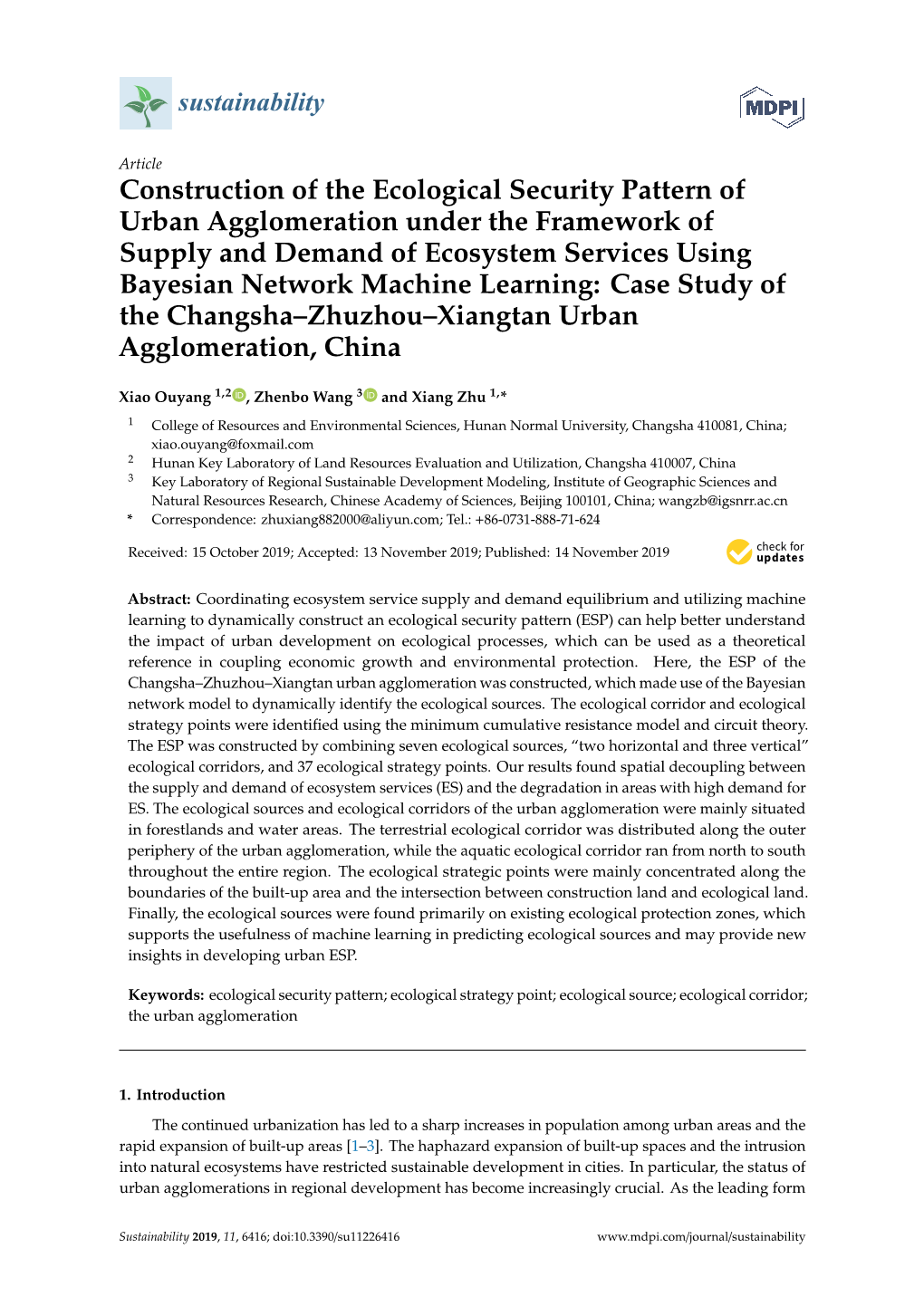 Construction of the Ecological Security Pattern of Urban Agglomeration