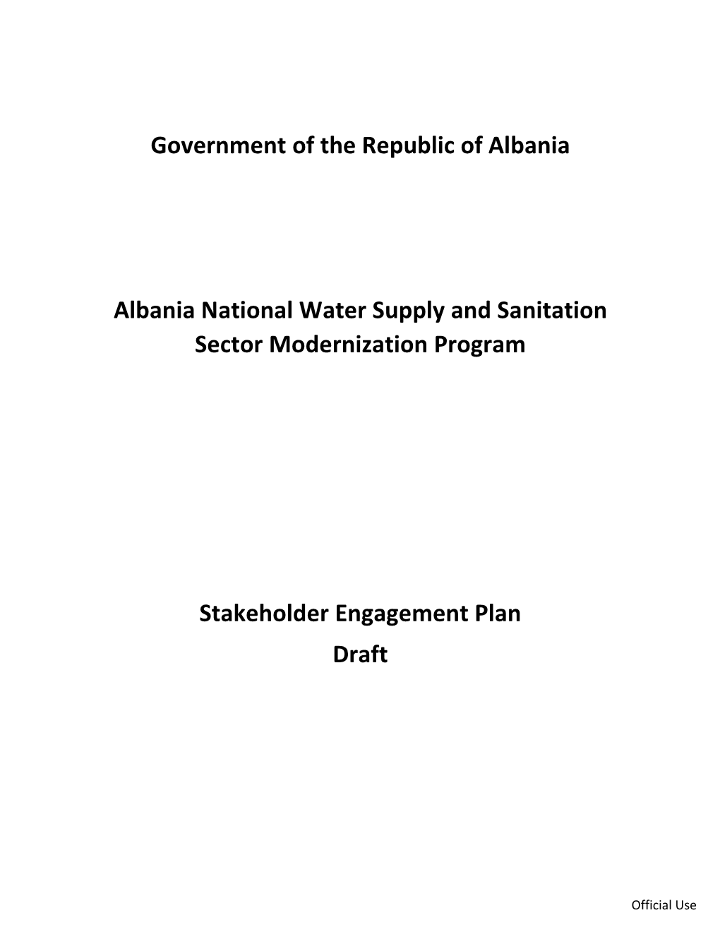 Government of the Republic of Albania Albania National Water