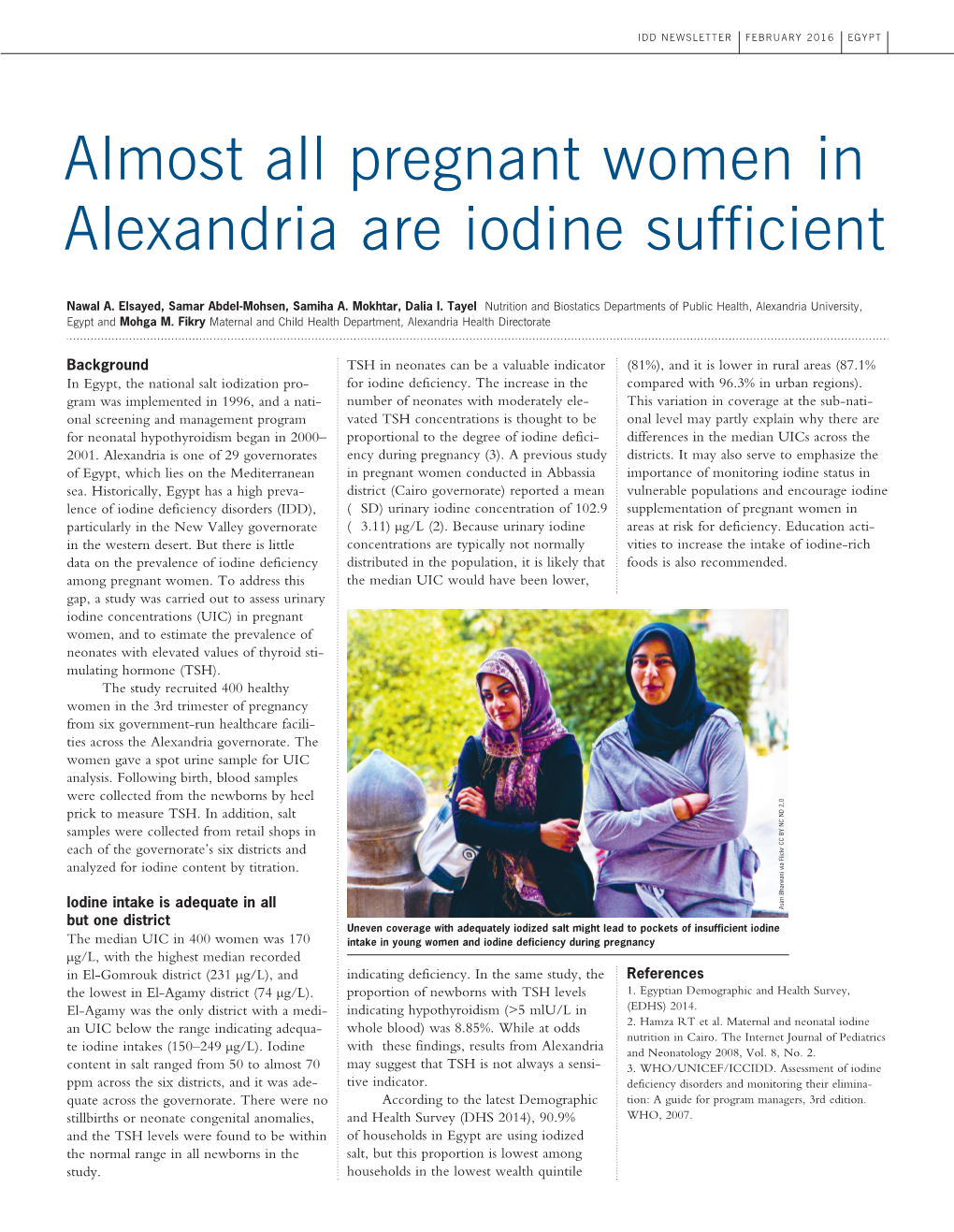 Almost All Pregnant Women in Alexandria Are Iodine Sufficient