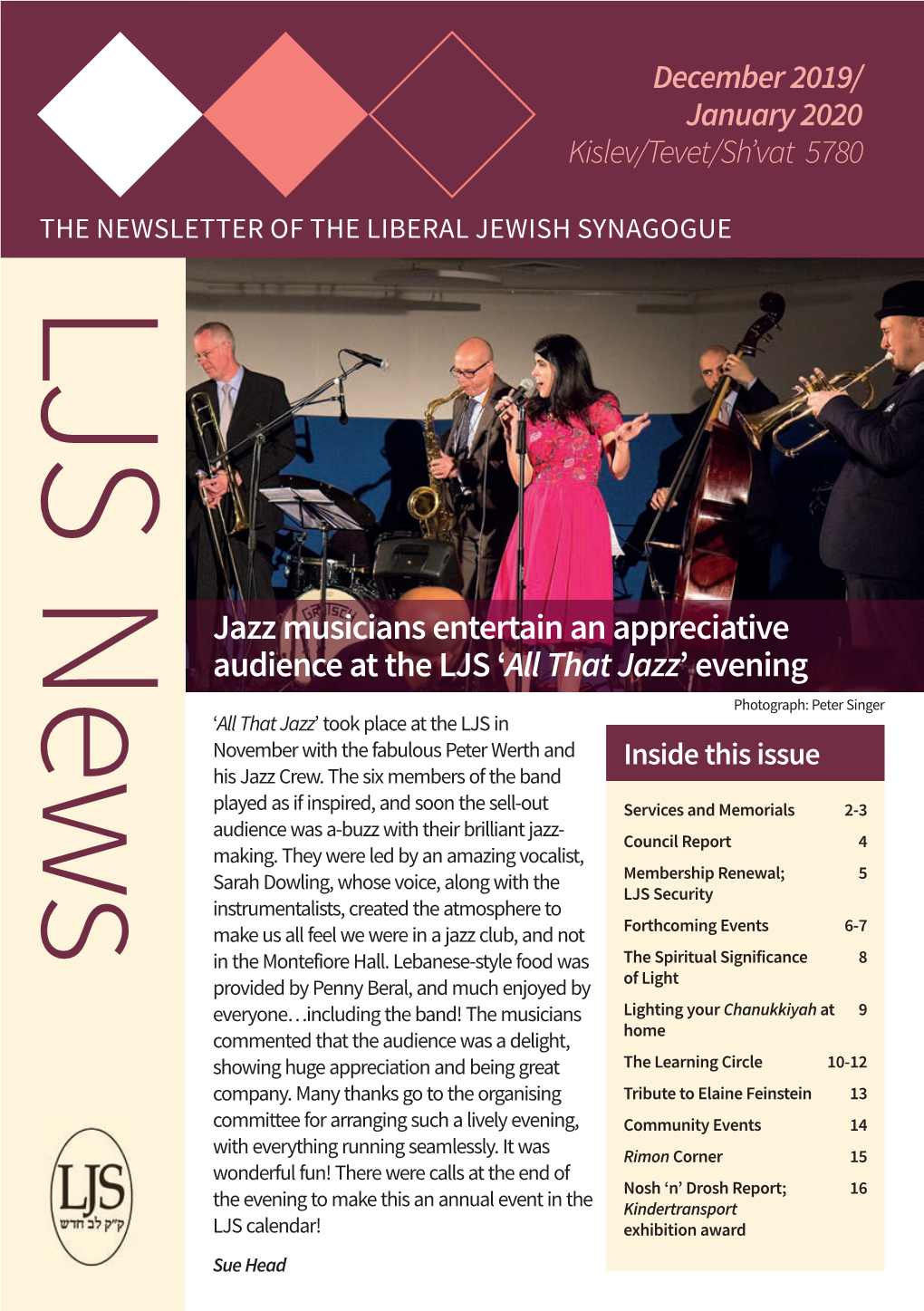 LJS Newsthe NEWSLETTER of the LIBERAL JEWISH SYNAGOGUE