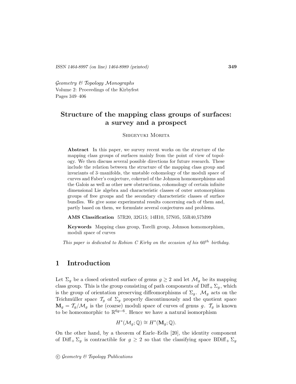 Structure of the Mapping Class Groups of Surfaces: a Survey and a Prospect