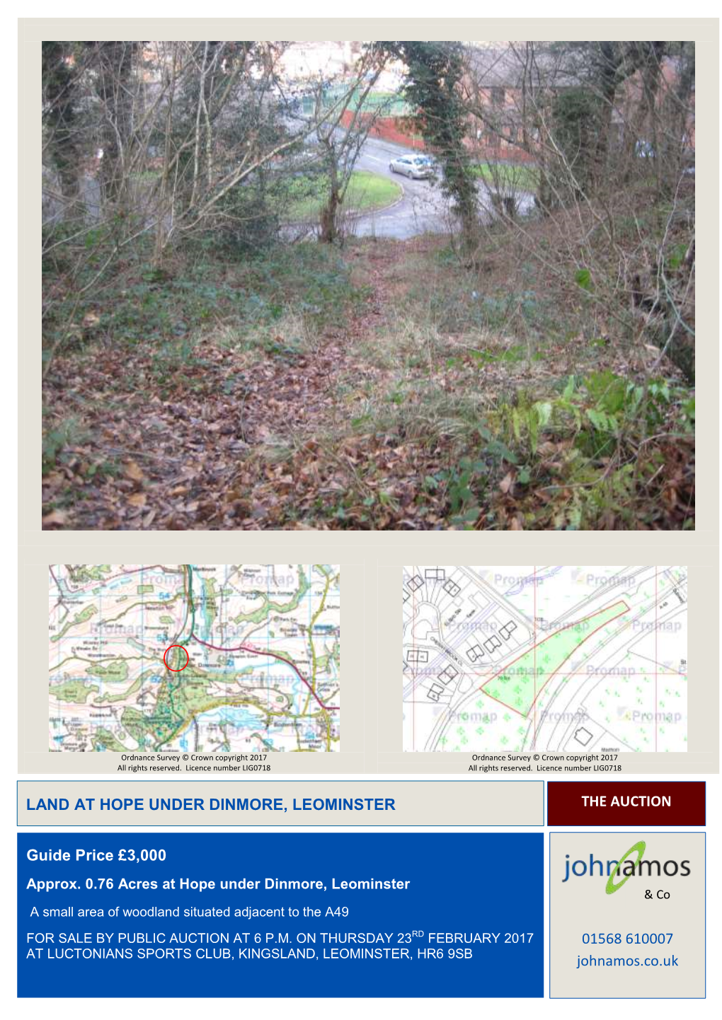 LAND at HOPE UNDER DINMORE, LEOMINSTER Guide Price £3,000