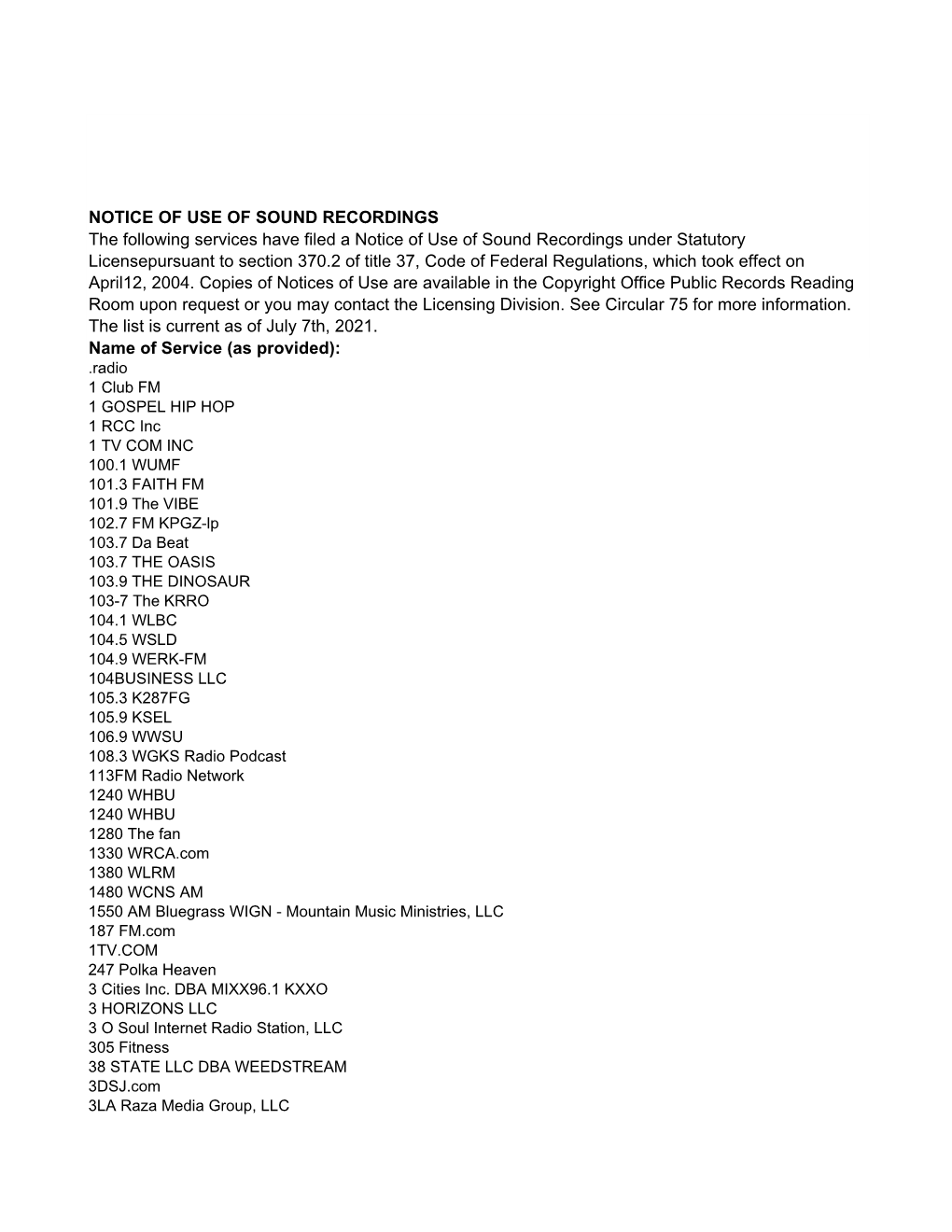 Section 114 Filings