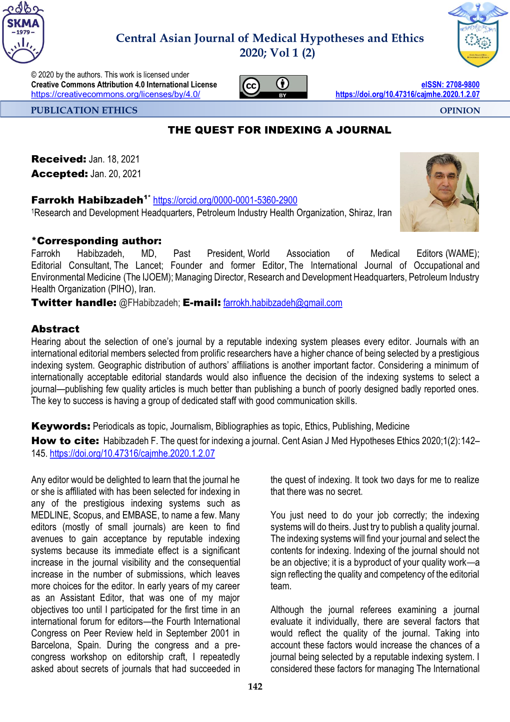 Central Asian Journal of Medical Hypotheses and Ethics 2020; Vol 1 (2)