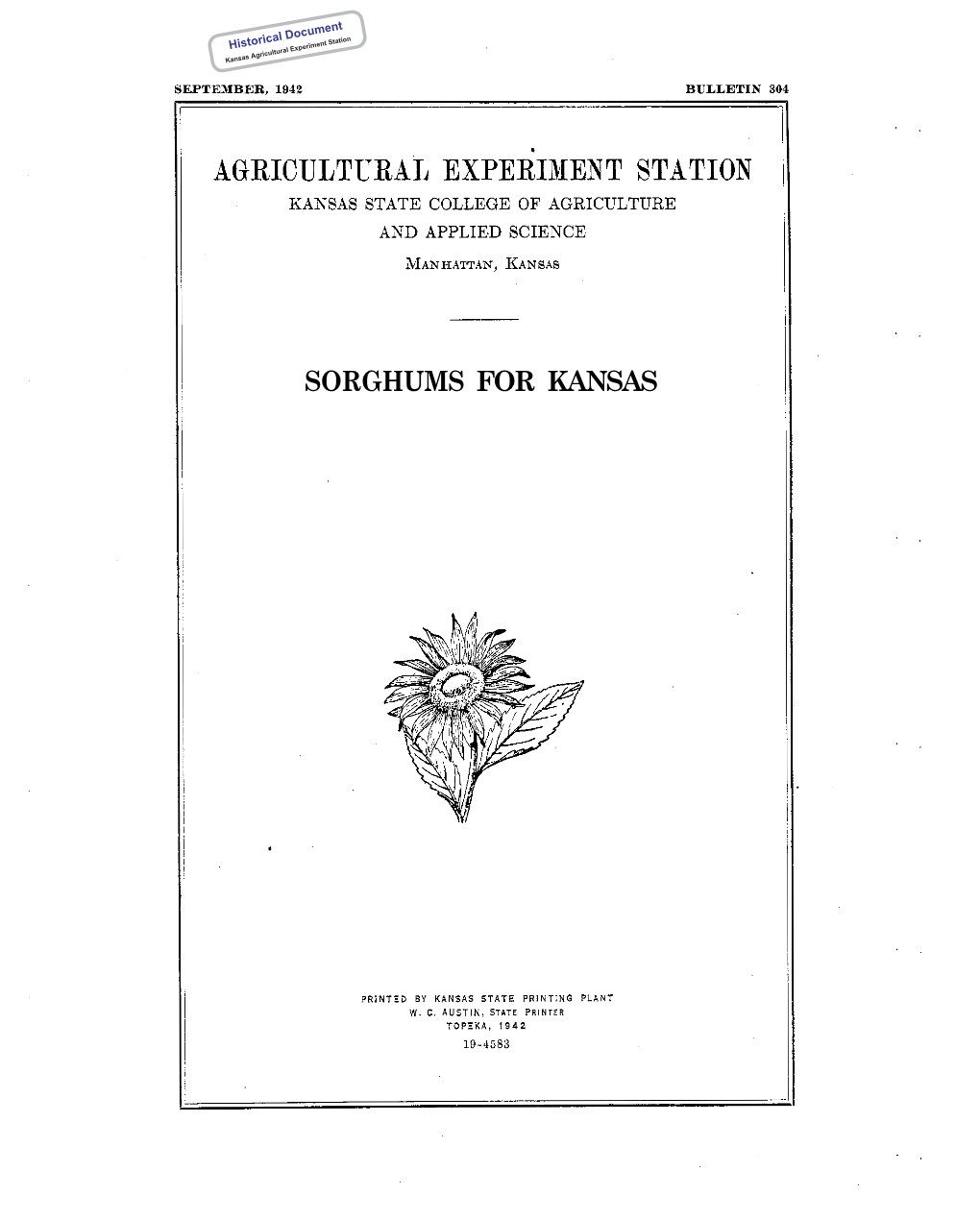 SB304 1942 Sorghums for Kansas