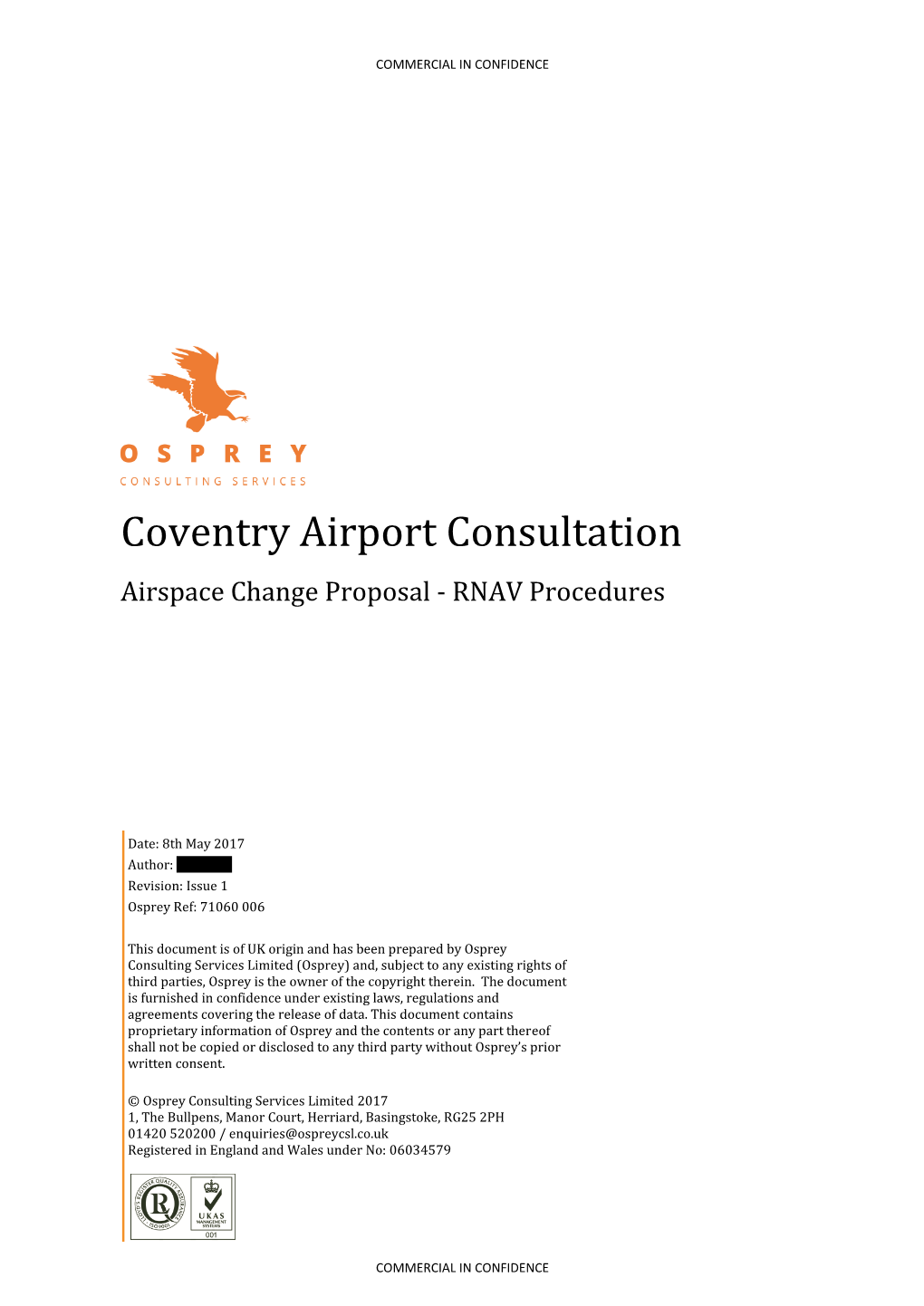 Coventry Airport Consultation Airspace Change Proposal - RNAV Procedures