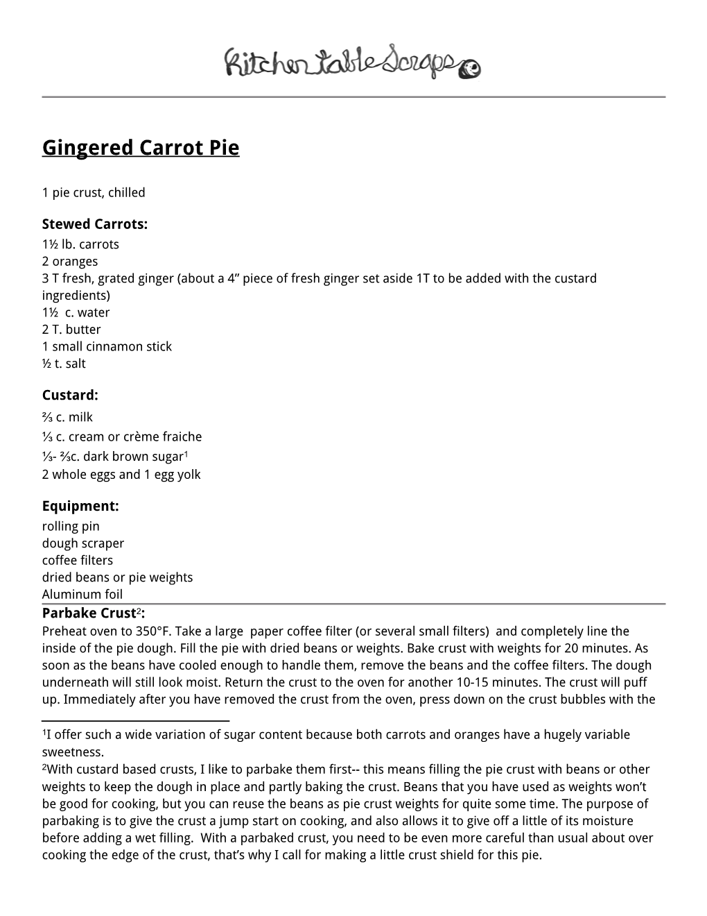 Gingered Carrot Pie