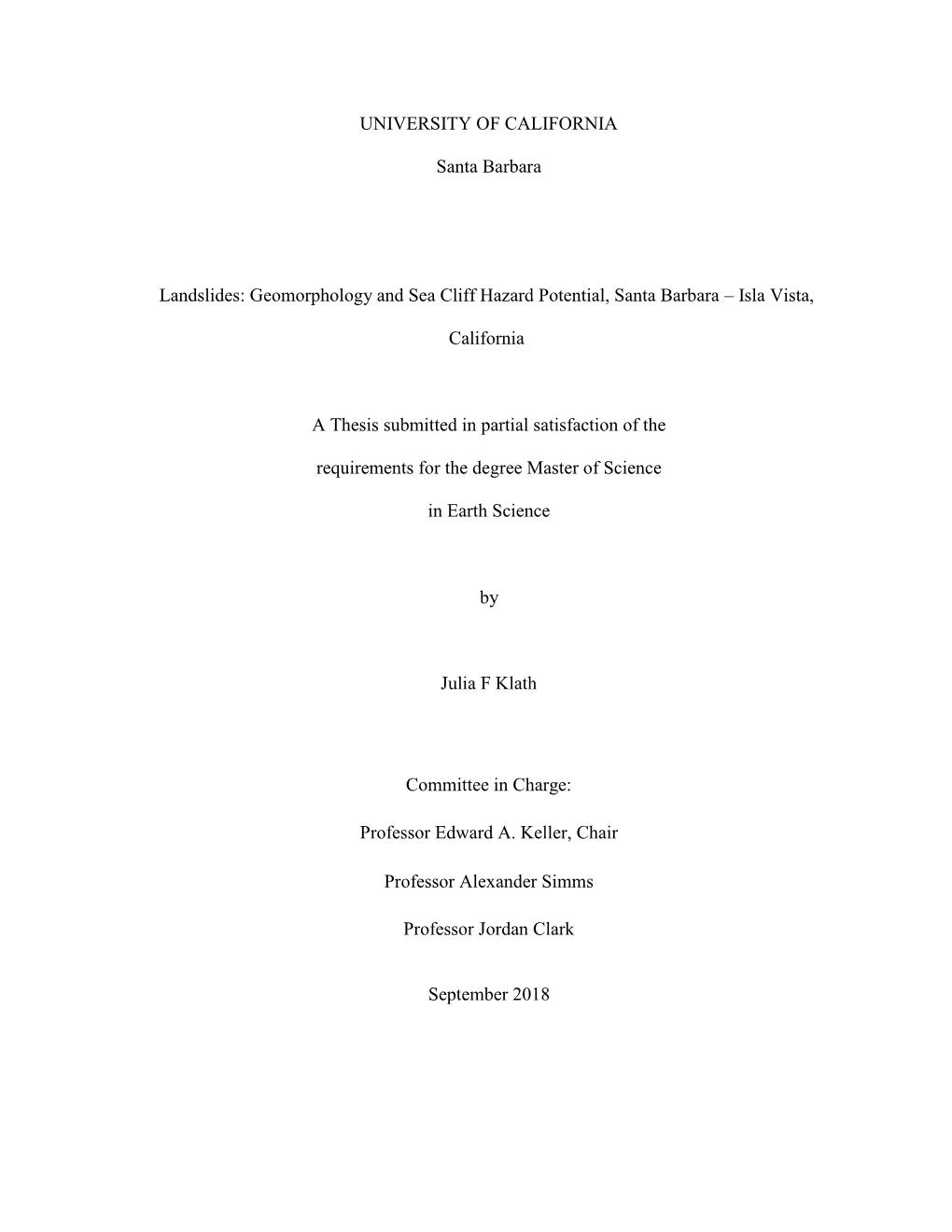 Geomorphology and Sea Cliff Hazard Potential, Santa Barbara – Isla Vista