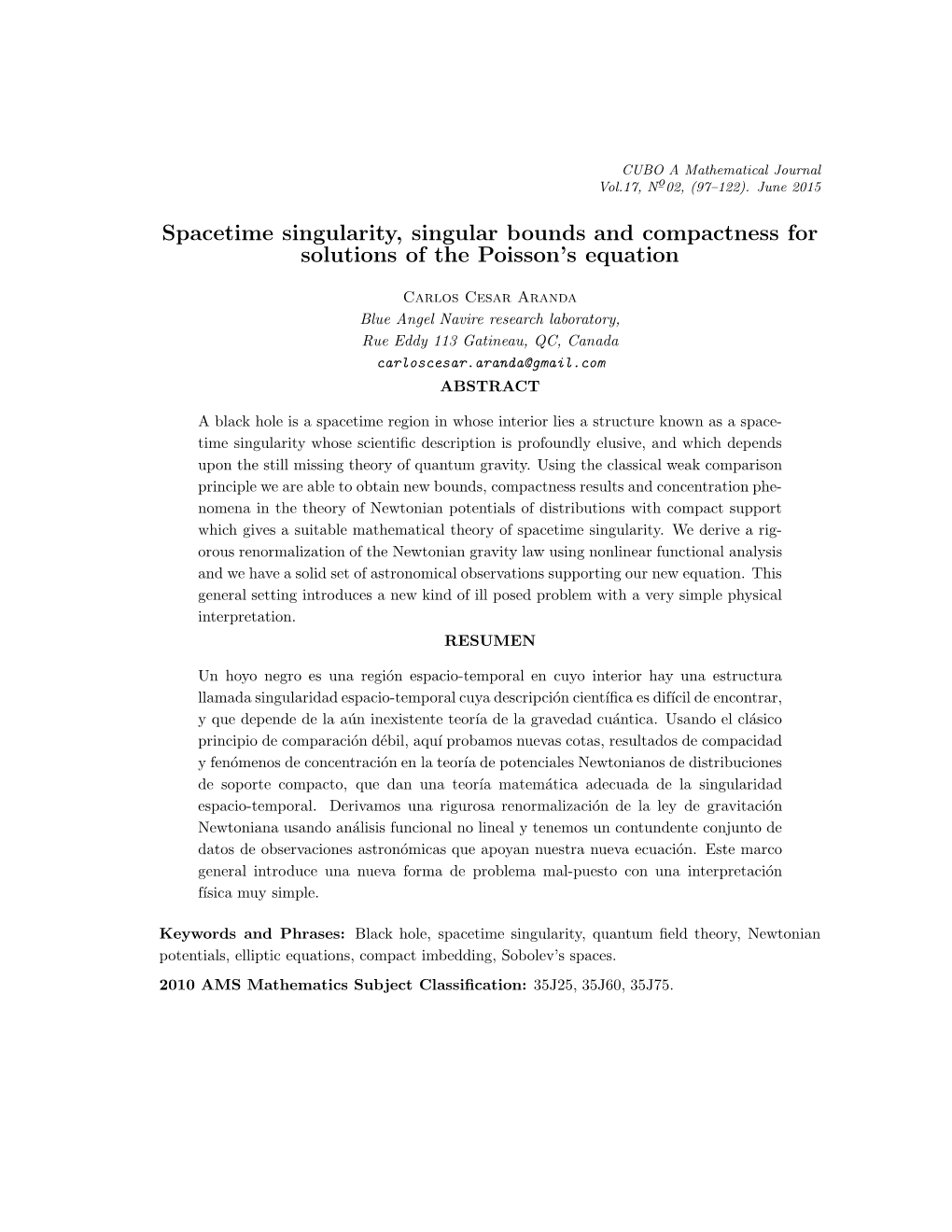 Spacetime Singularity, Singular Bounds and Compactness for Solutions of the Poisson’S Equation