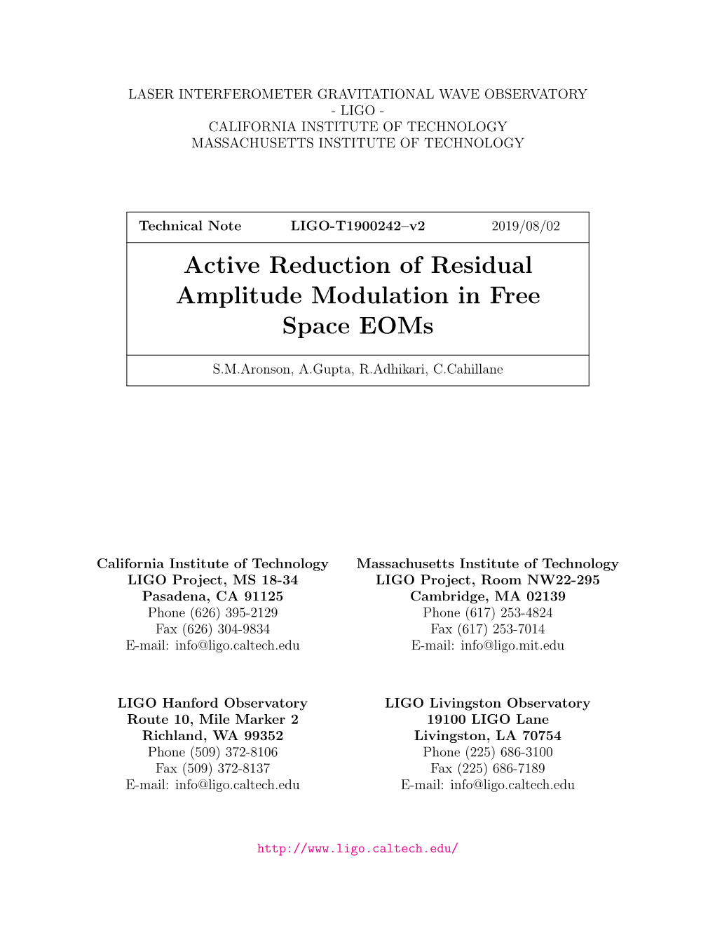 Active Reduction of Residual Amplitude Modulation in Free Space Eoms