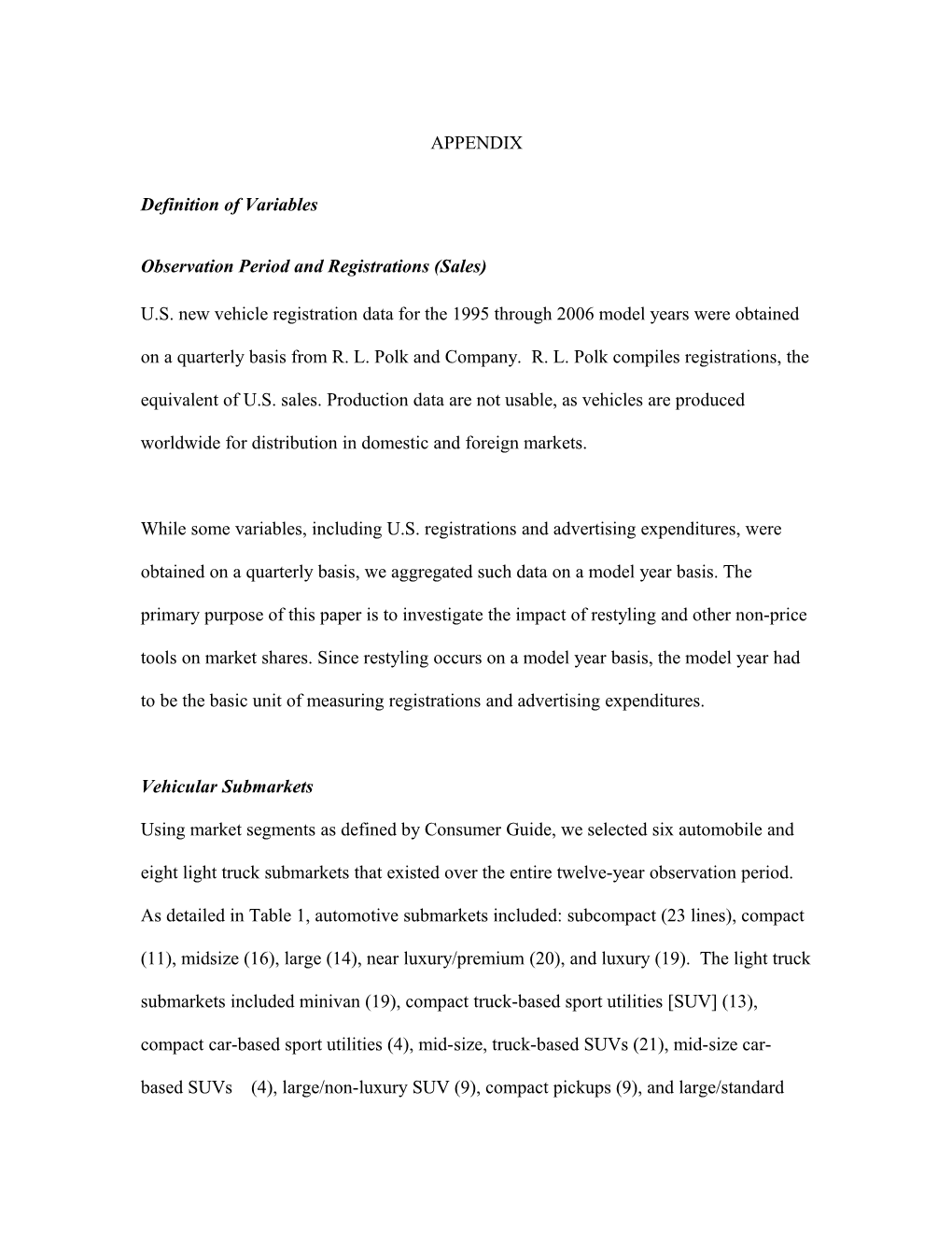 Observation Period and Registrations (Sales)