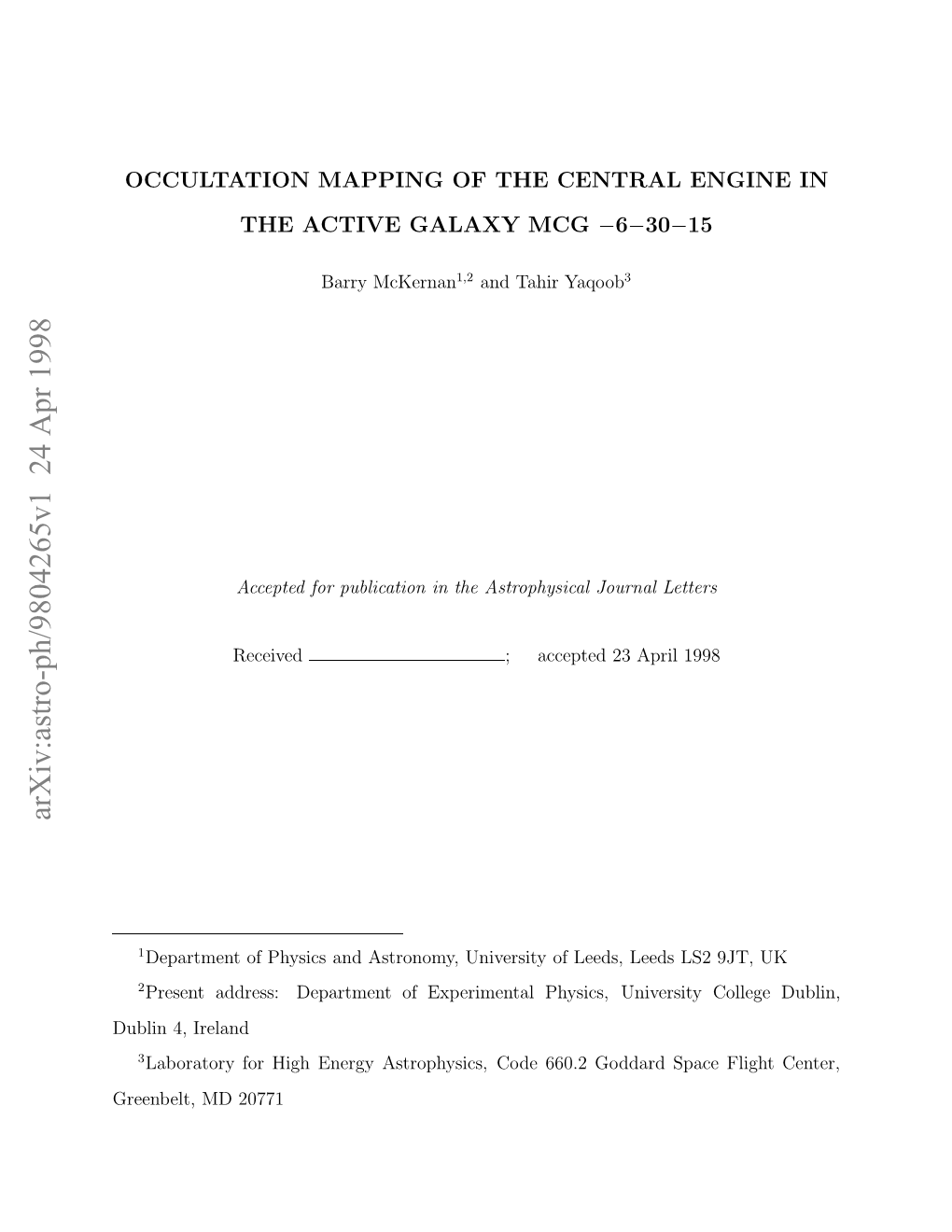 Occultation Mapping of the Central Engine in the Active Galaxy MCG-6