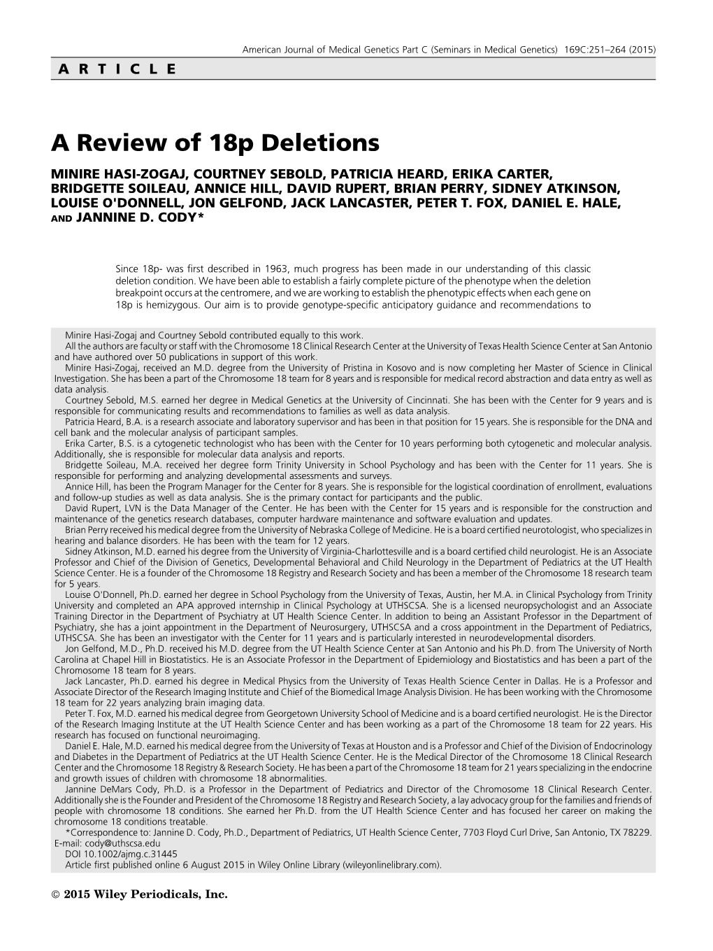 A Review of 18P Deletions