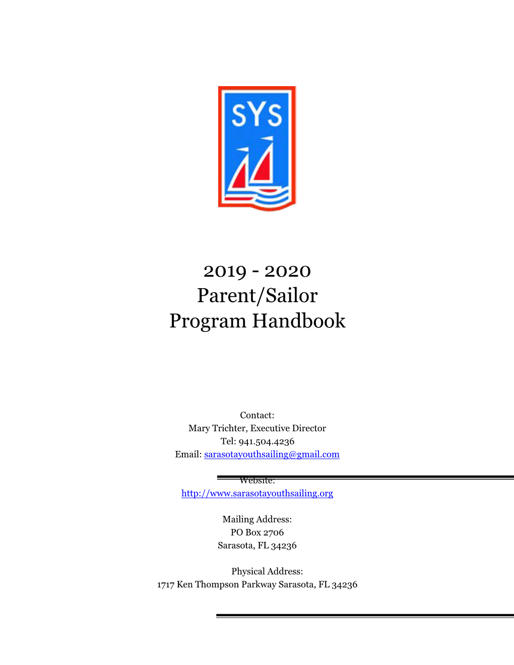 2019 - 2020 Parent/Sailor Program Handbook