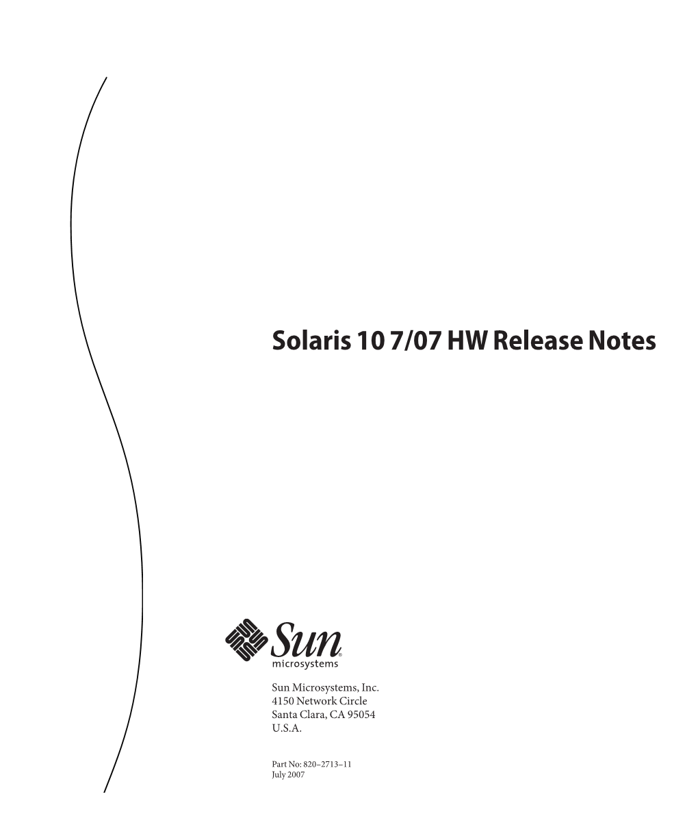 Solaris 10 7/07 HW Release Notes