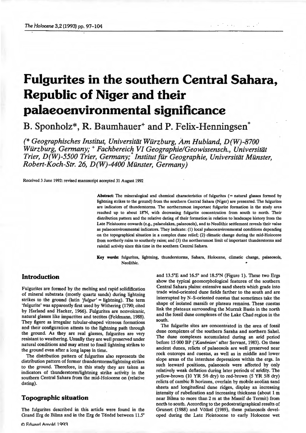 Palaeoenvironmental Significance B