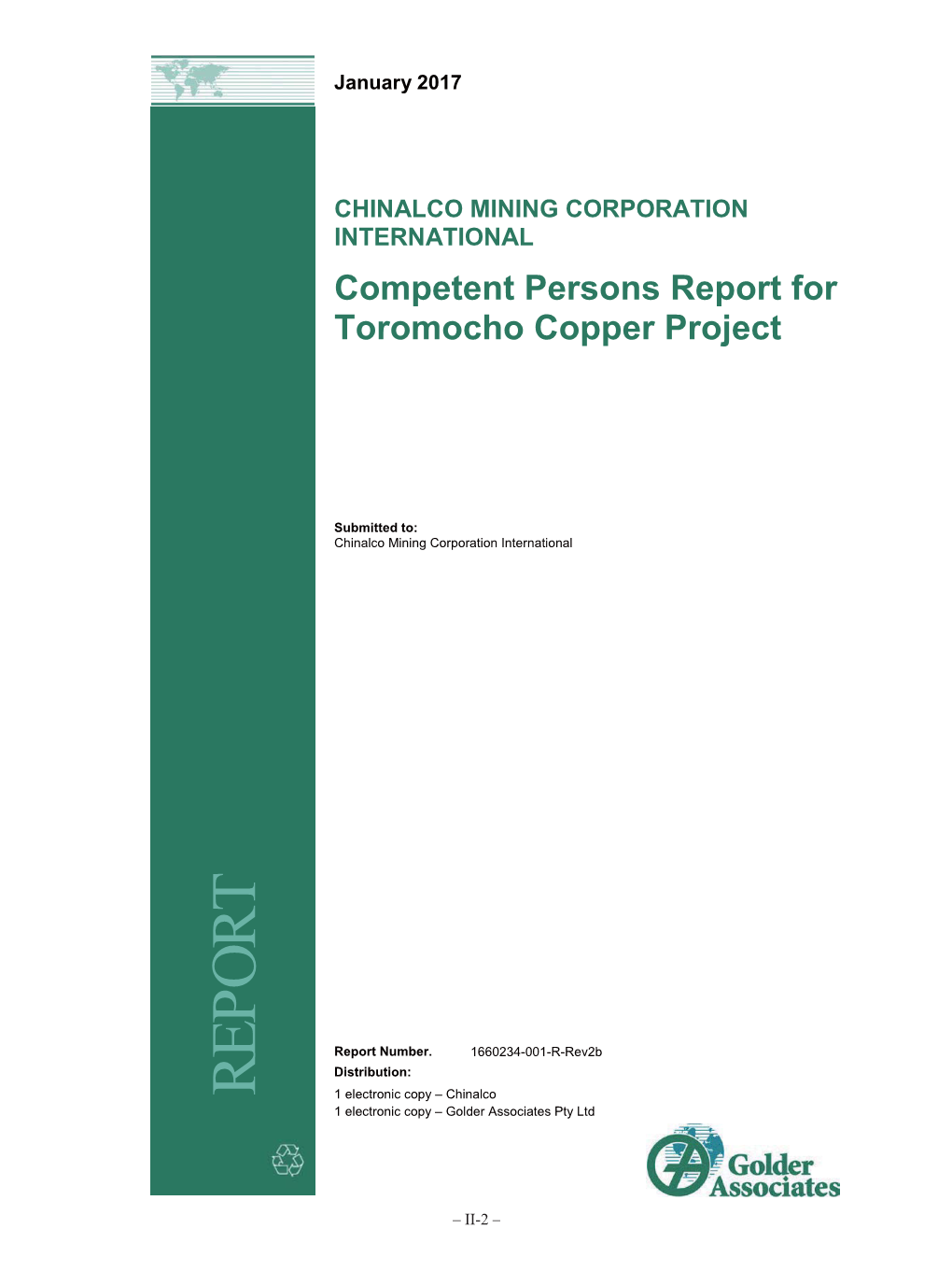 Competent Persons Report for Toromocho Copper Project