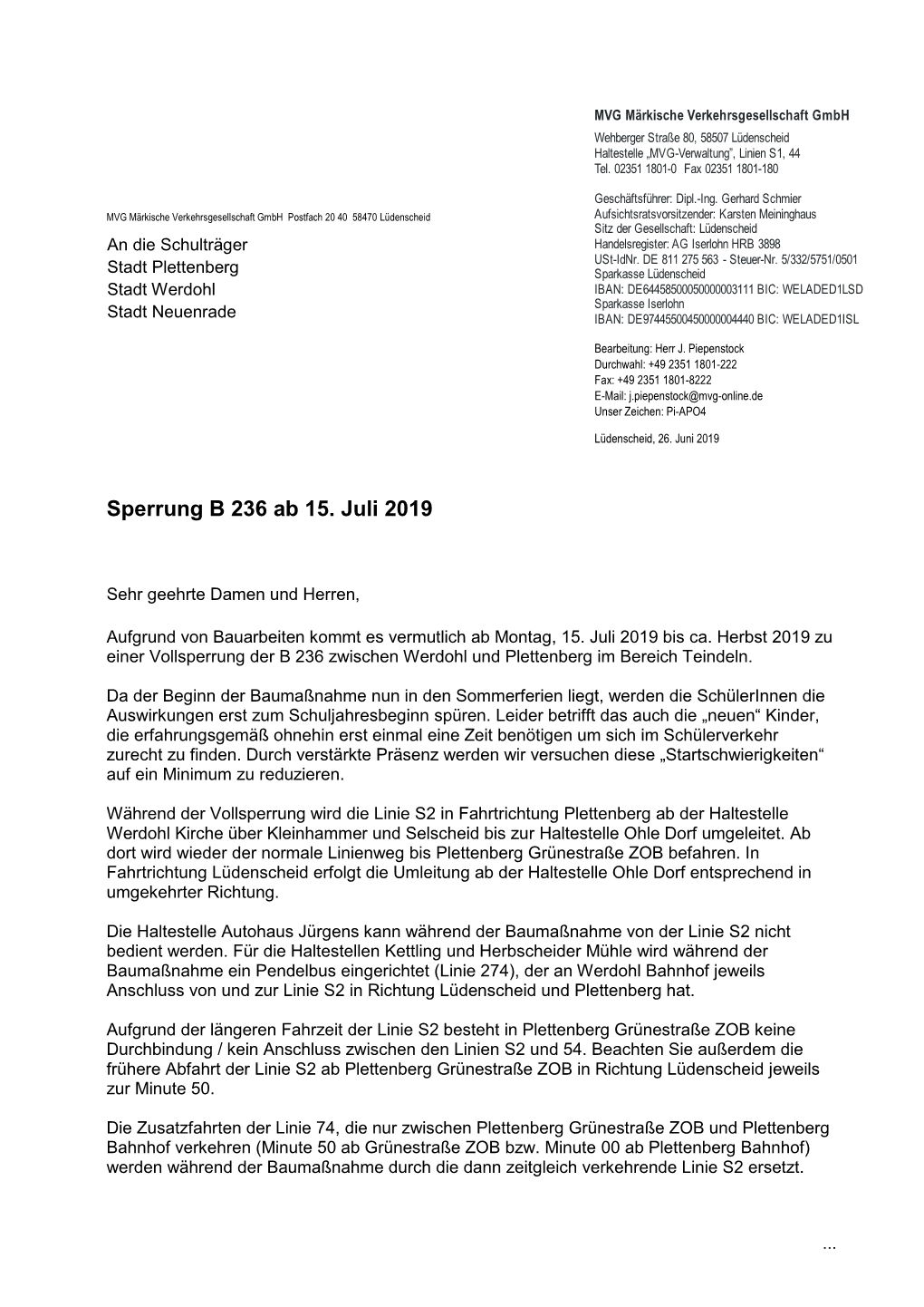 Sperrung B 236 Ab 15. Juli 2019