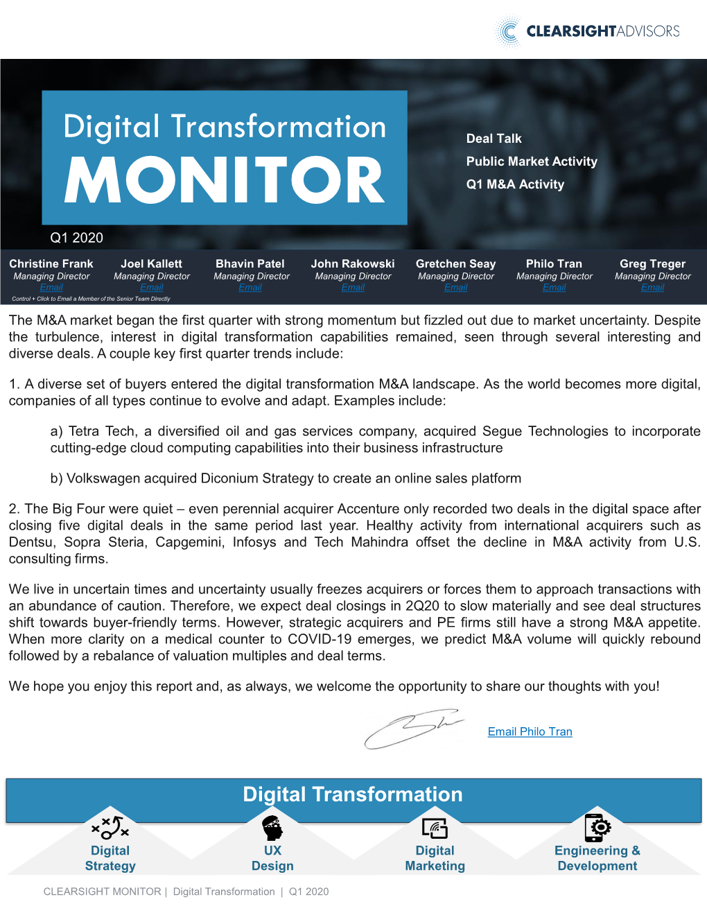 Digital Transformation Deal Talk Public Market Activity Q1 M&A Activity
