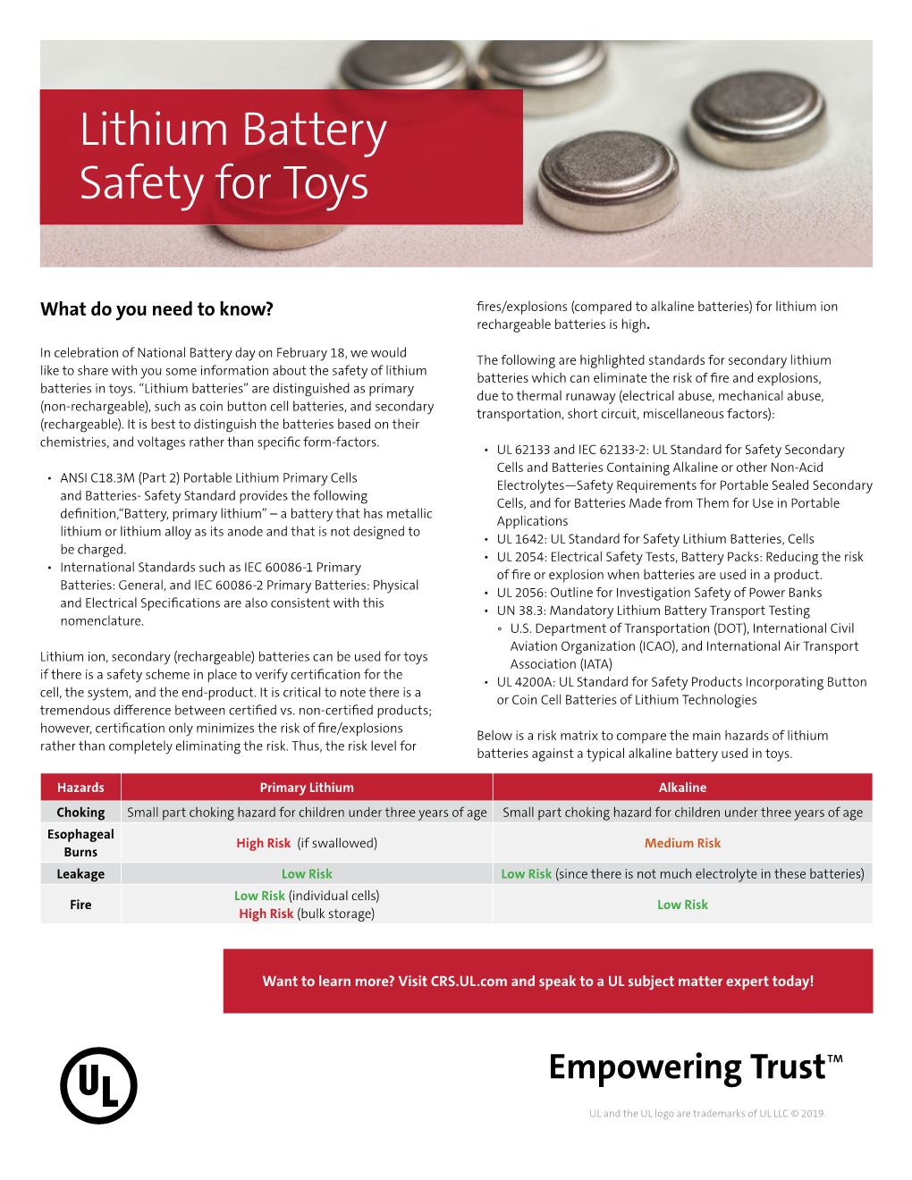 Lithium Battery Safety for Toys