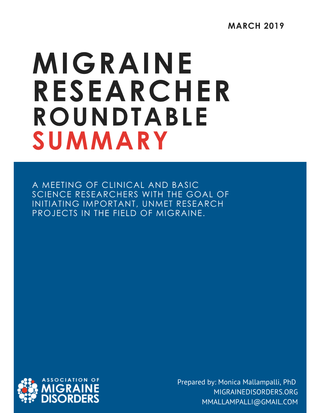 Migraine Researcher Roundtable Summary