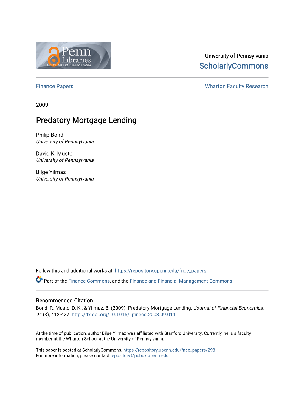 Predatory Mortgage Lending