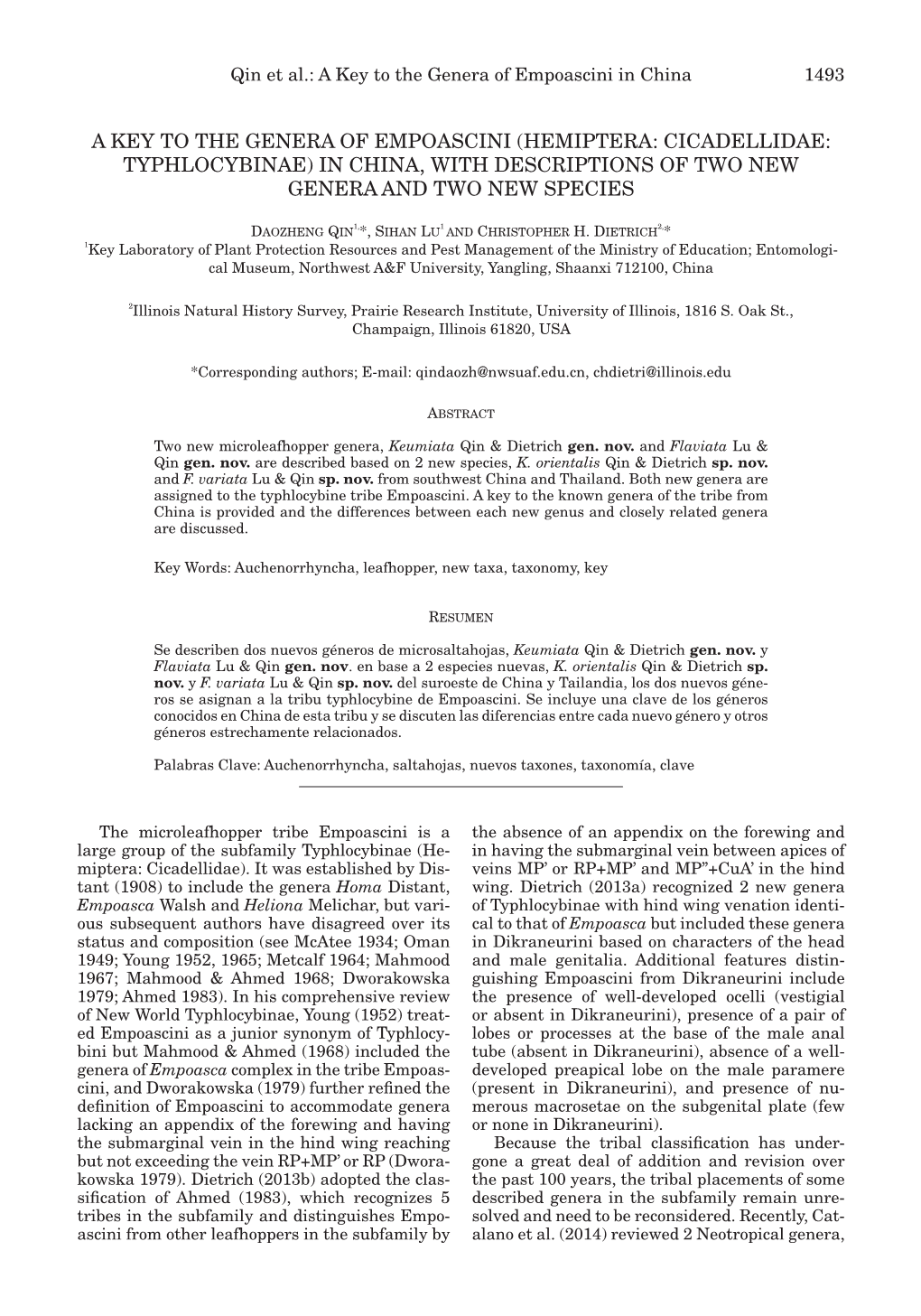 Hemiptera: Cicadellidae: Typhlocybinae) in China, with Descriptions of Two New Genera and Two New Species