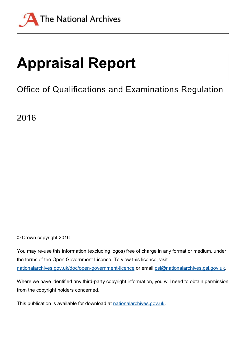 Ofqual Appraisal Report