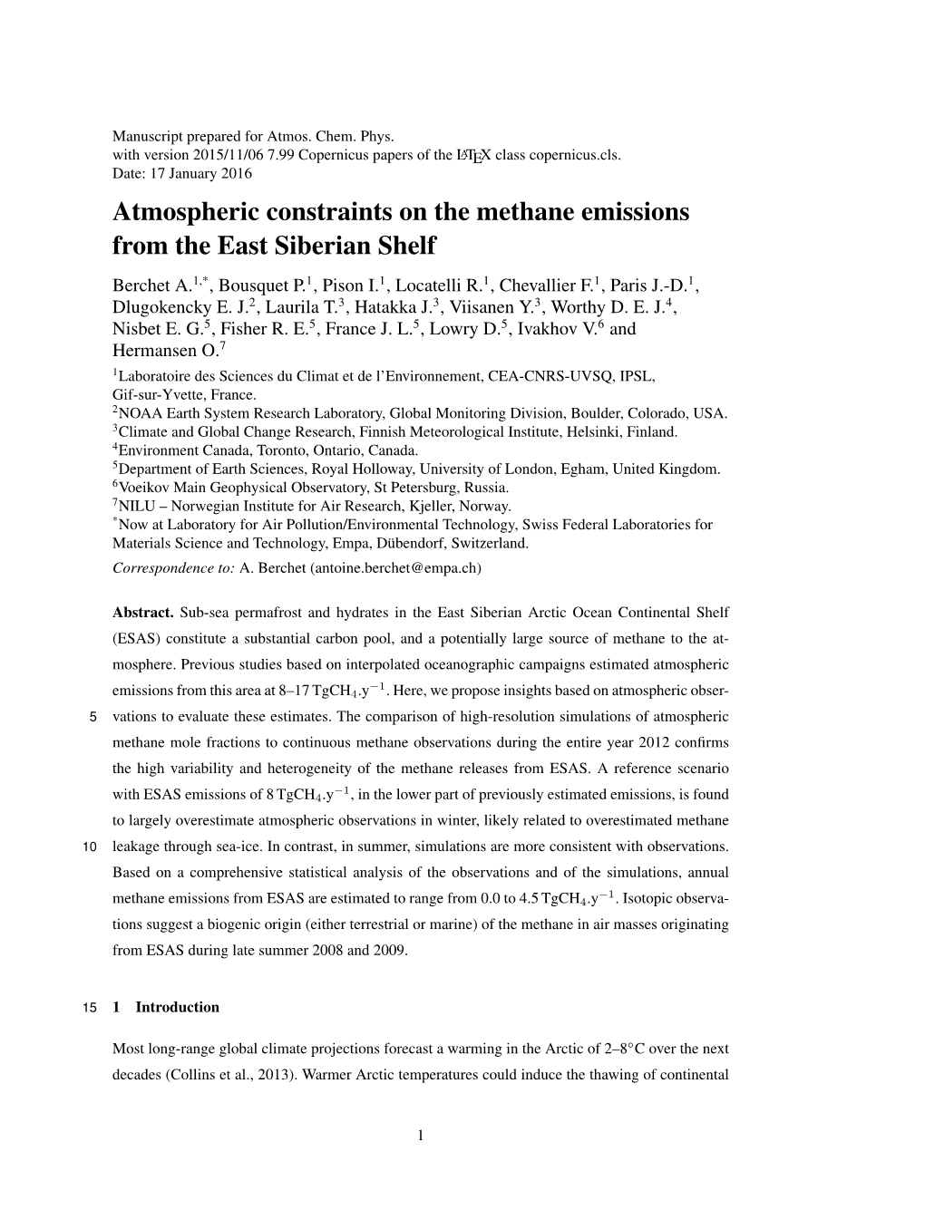 Atmospheric Constraints on the Methane Emissions from the East