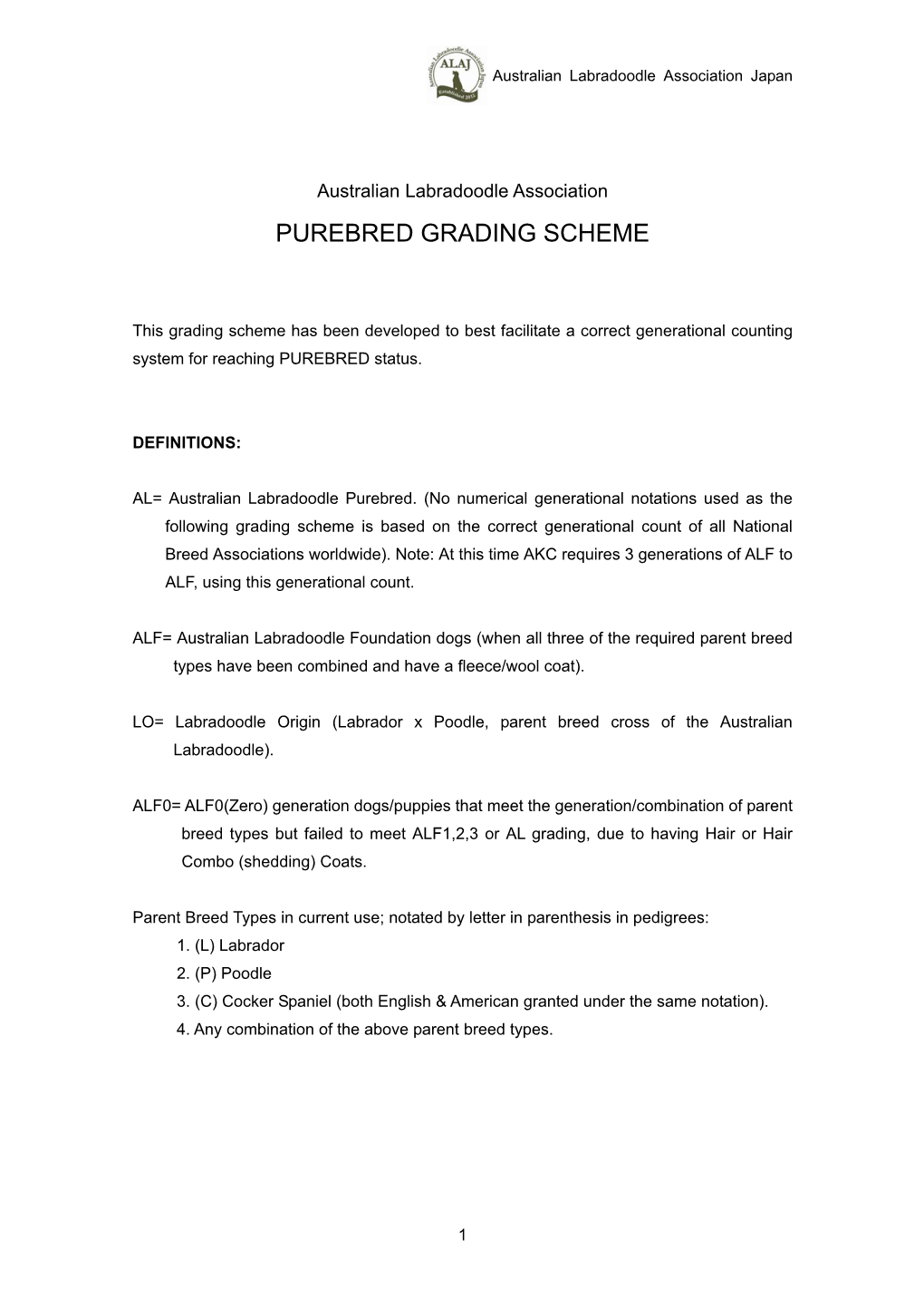 Purebred Grading Scheme