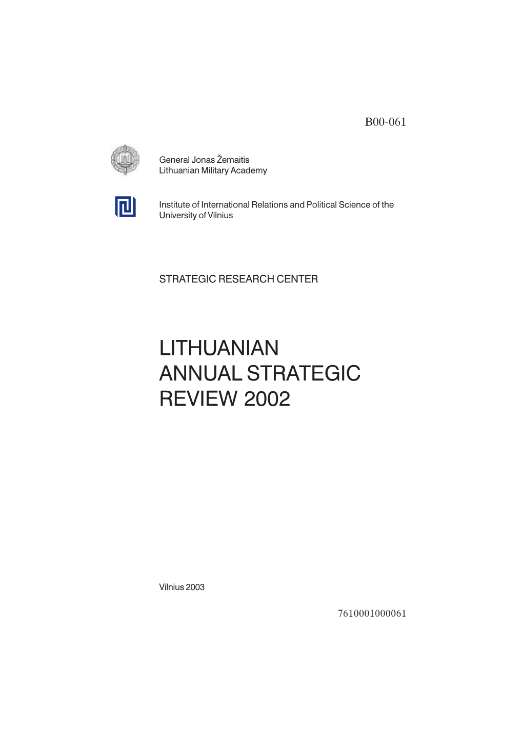 Lithuanian Annual Strategic Review 2002