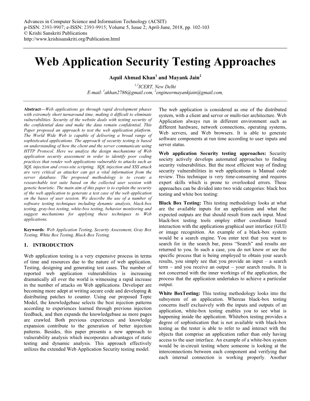 Web Application Security Testing Approaches